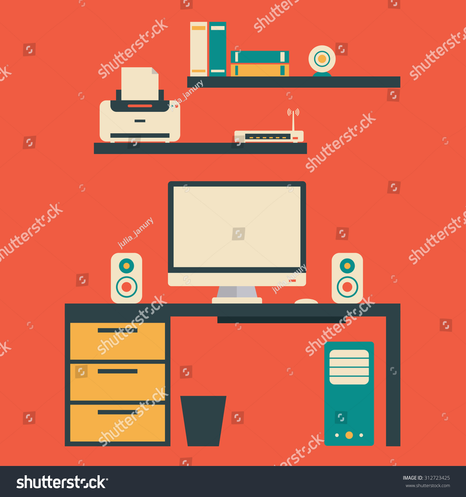 Office Desk Stock Vector 312723425 - Shutterstock