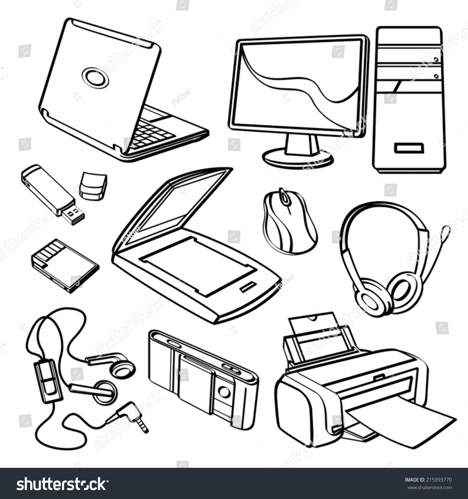 Office Equipment Collection Stock Vector (Royalty Free) 215993770 ...