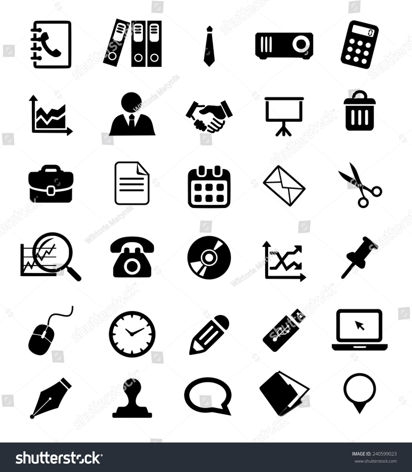 Office Icon Set Vector Stock Vector (Royalty Free) 240599023