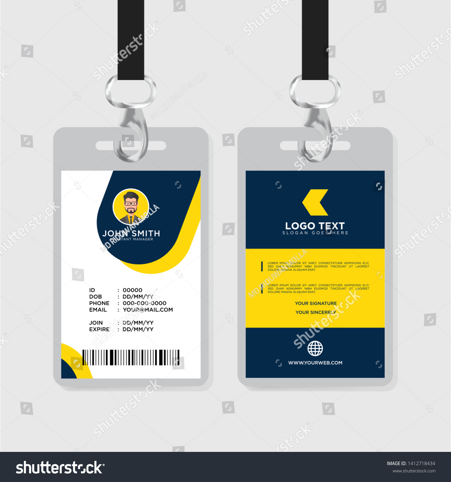 Office Id Card Template Corporate Id Stock Vector Royalty Free 1412718434