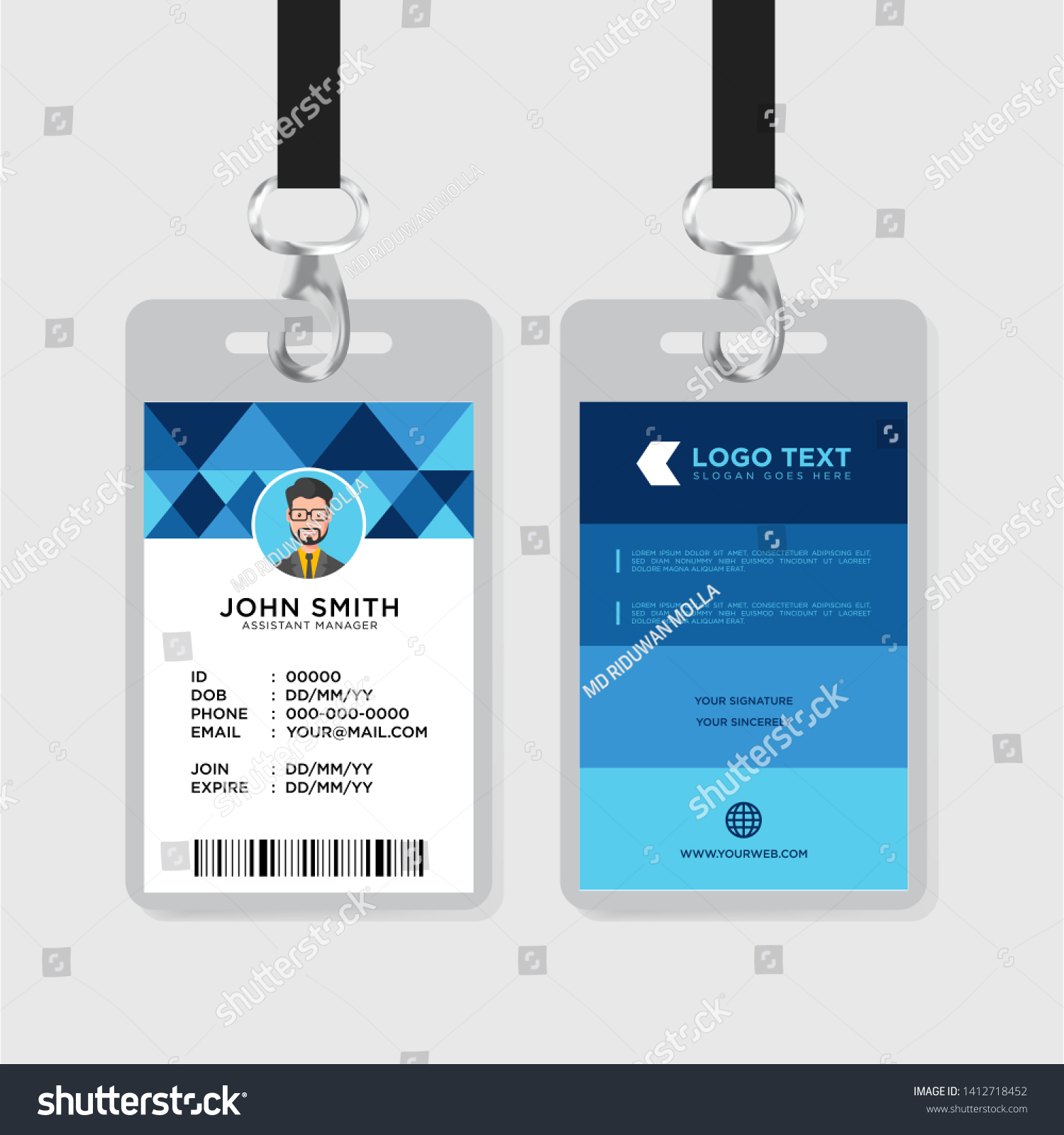 Office Id Card Template Corporate Id Stock Vector (Royalty Free Throughout Free Id Card Template Word