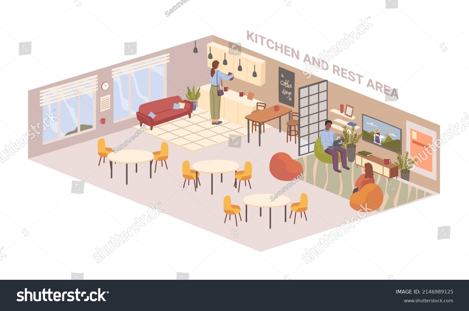 Office Interior Design Planning Areas Recreation Stock Vector (Royalty ...