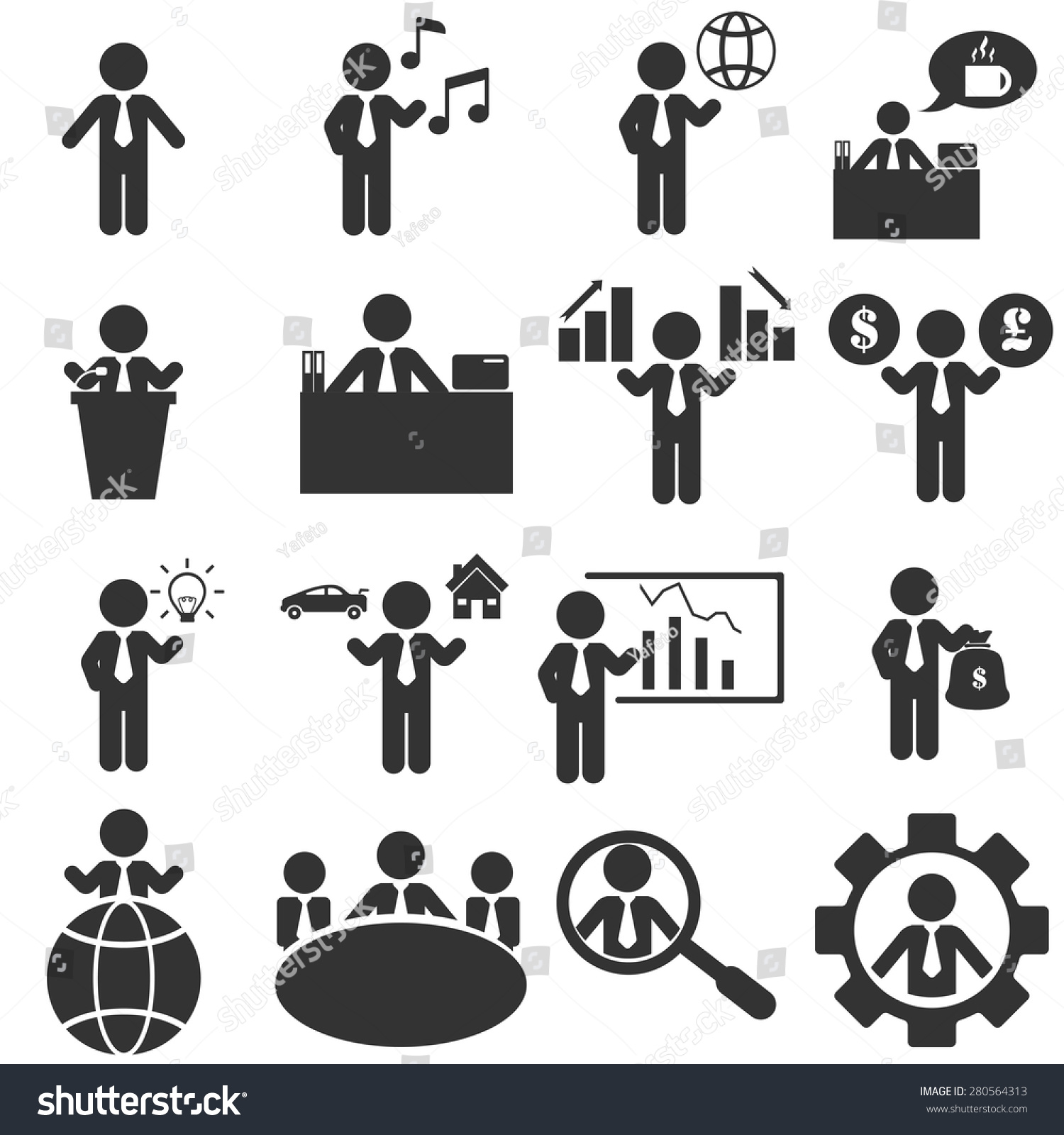 Office Man Icons Set Stock Vector 280564313 - Shutterstock