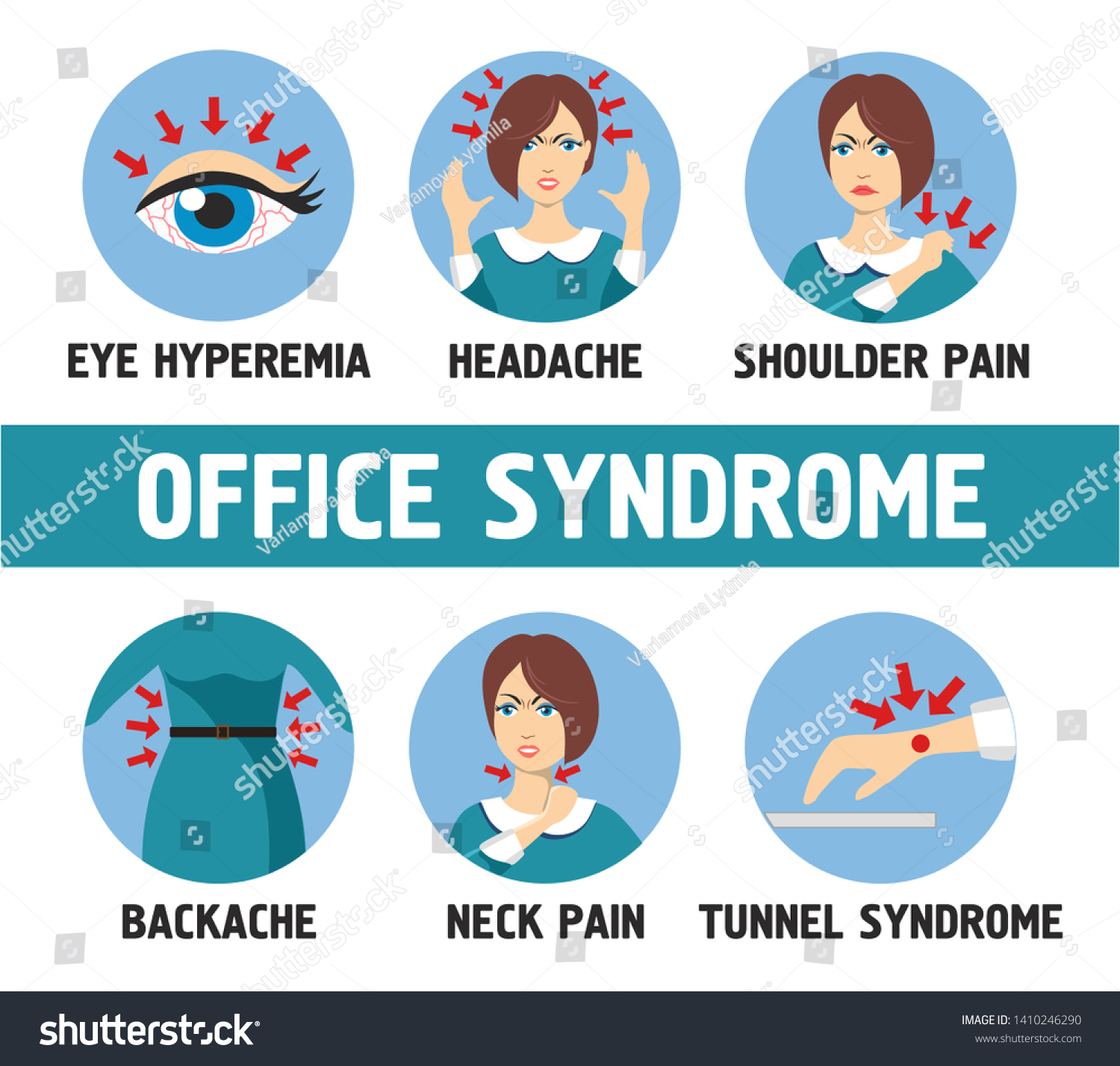 Office Syndrome Infographic Flat Design Eyes Stock Vector Royalty Free