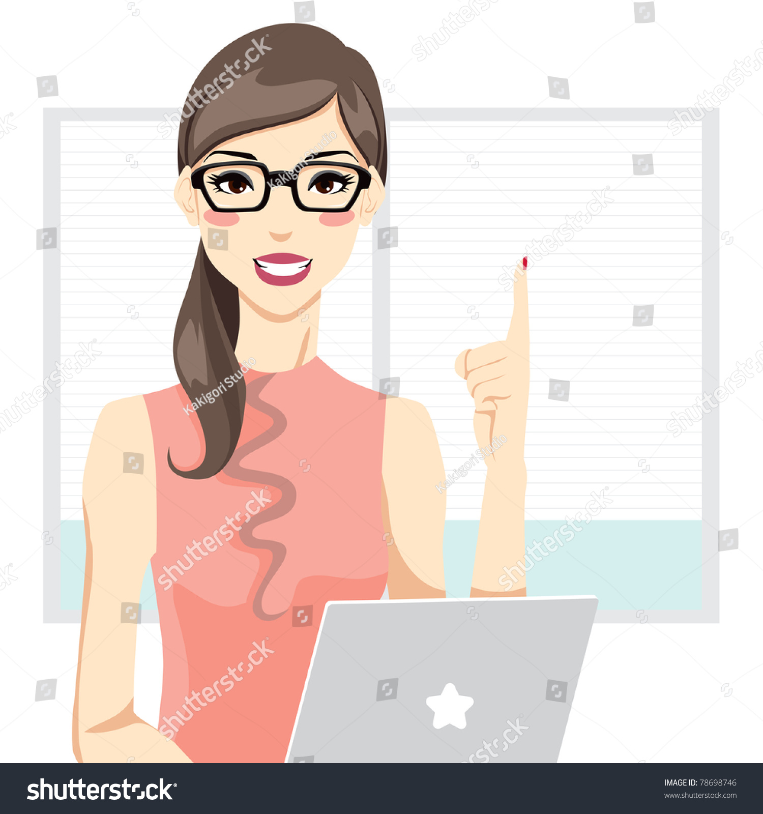 Office Woman Having Idea Front Laptop Stock Vector 78698746 - Shutterstock