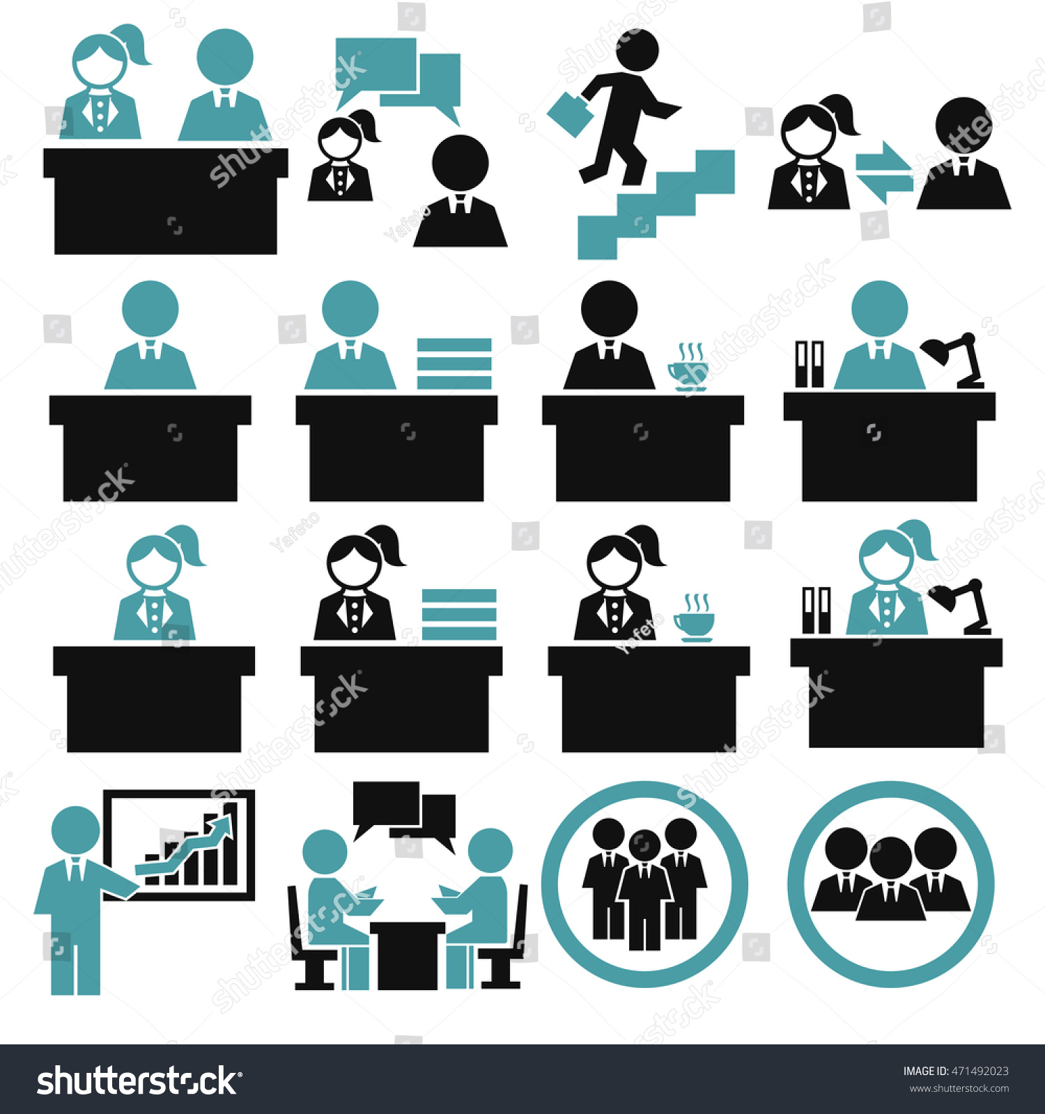 Office Work Icon Set Stock Vector 471492023 : Shutterstock