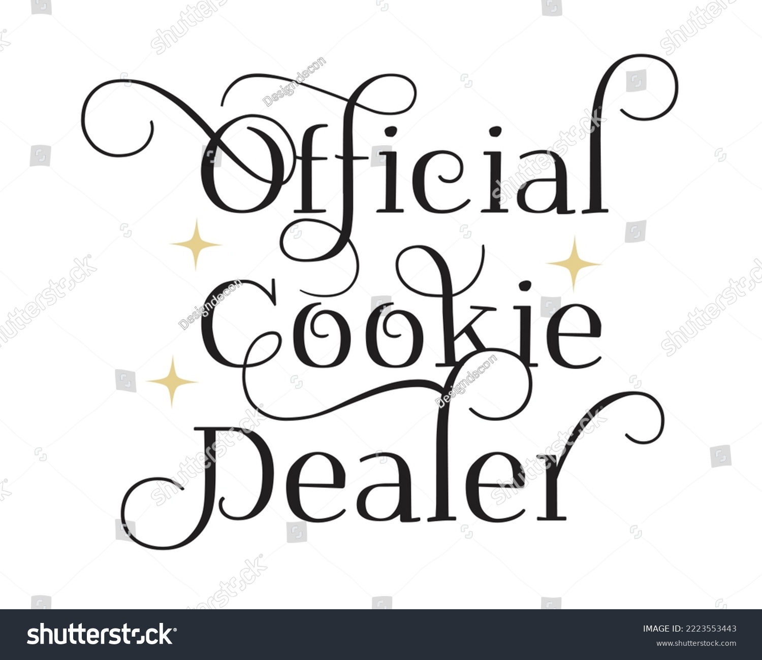SVG of Official Cookie Dealer phrase lettering Calligraphy on white Background svg