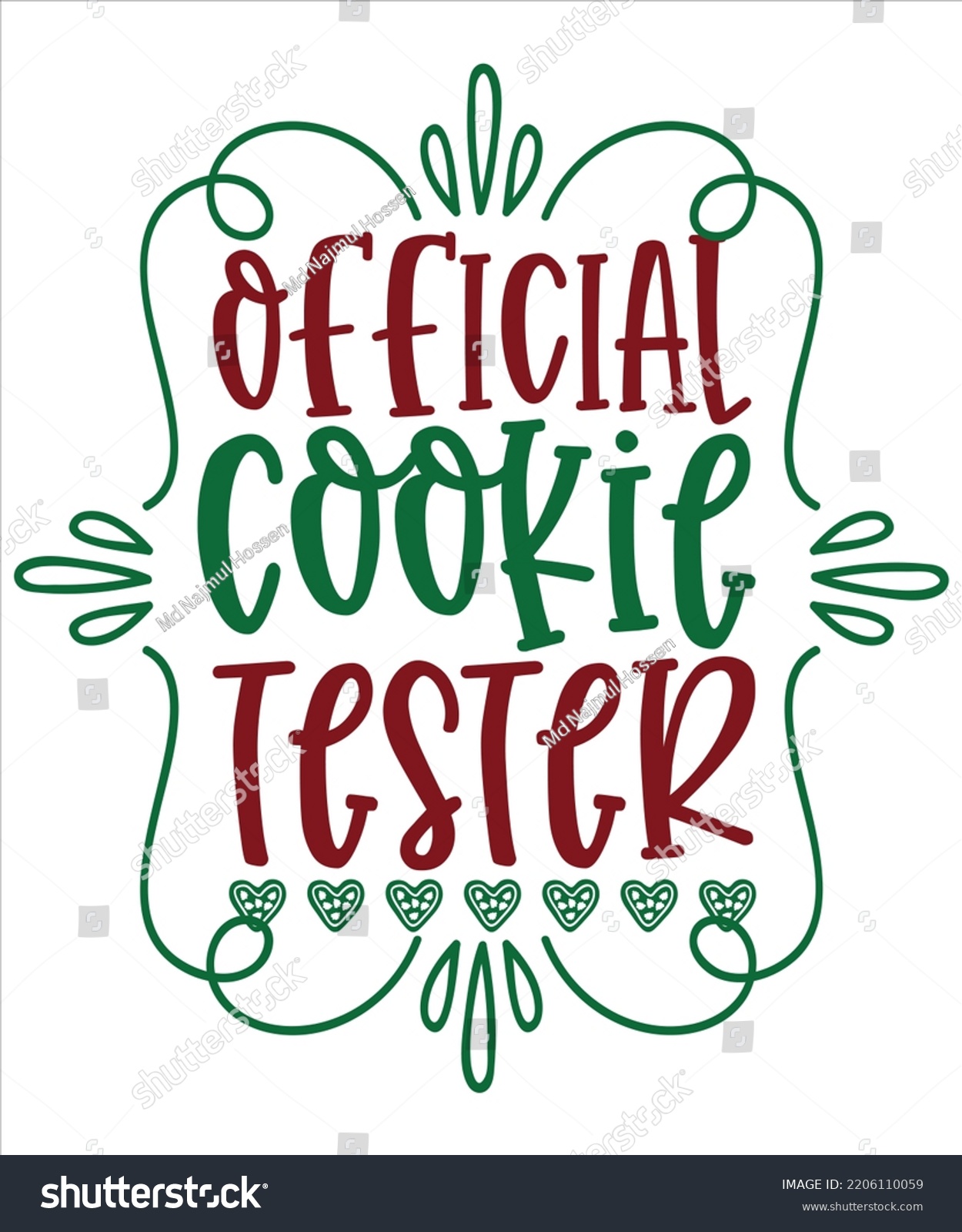 SVG of Official Cookie Tester, Merry Christmas shirts, mugs, signs lettering with antler vector illustration for Christmas hand lettered, svg, Christmas svg, Christmas Clipart Silhouette cutting svg