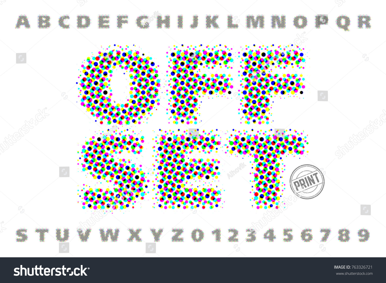 SVG of Offset print style modern font, vector illustration svg