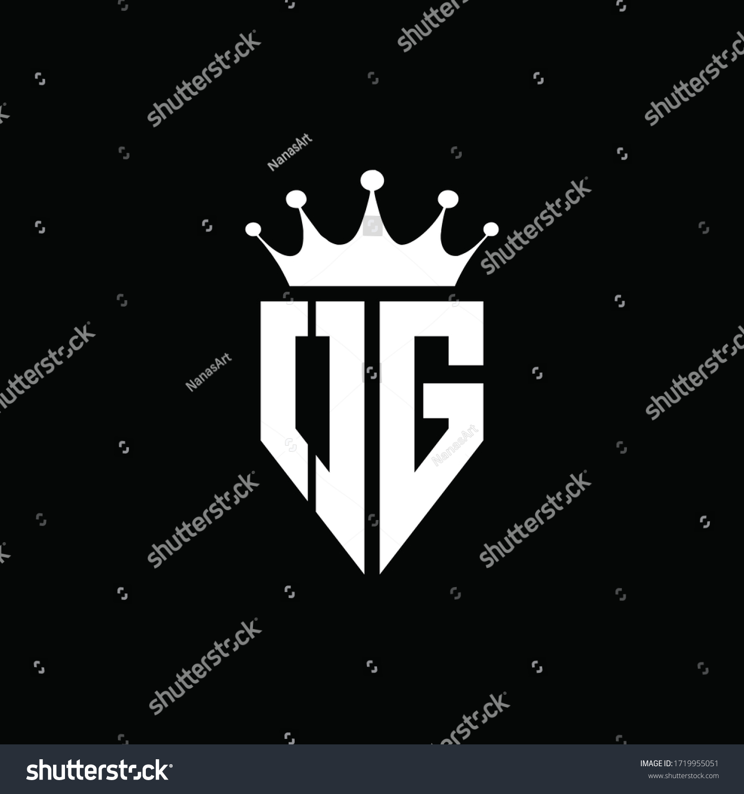 Og Logo Monogram Emblem Style Crown Stock Vector (Royalty Free) 1719955051