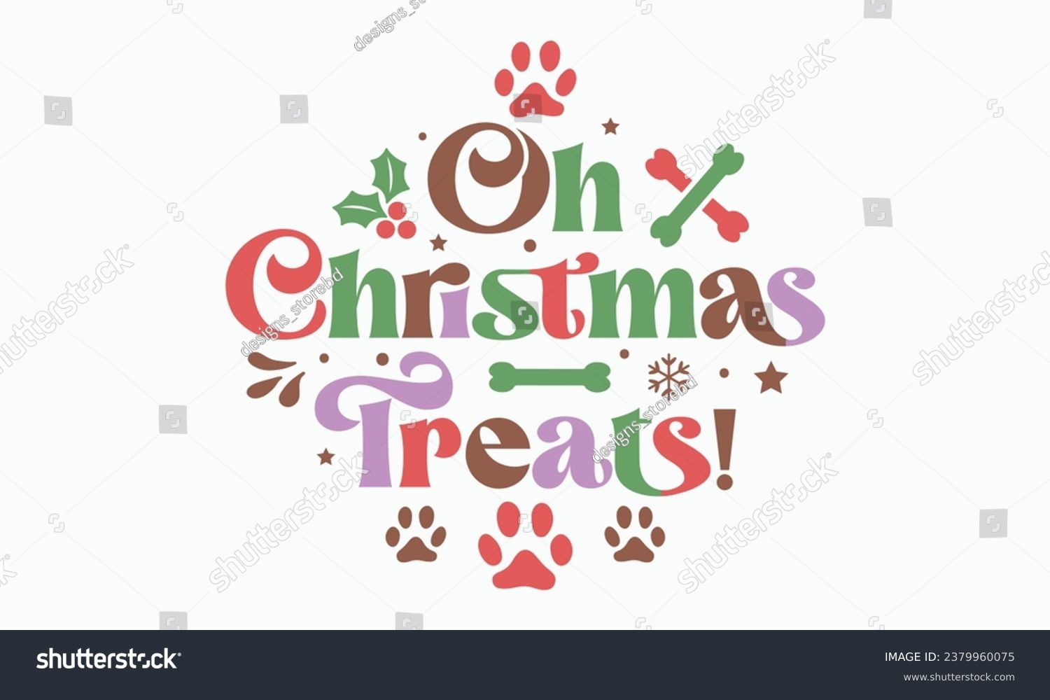 SVG of Oh christmas treats!, Calligraphy phrase for Christmas. Hand drawn lettering for Xmas, Holiday quote, sticker, invitation, Silhouette, Funny Christmas Dog t-shirt, mug, gift, cut files svg