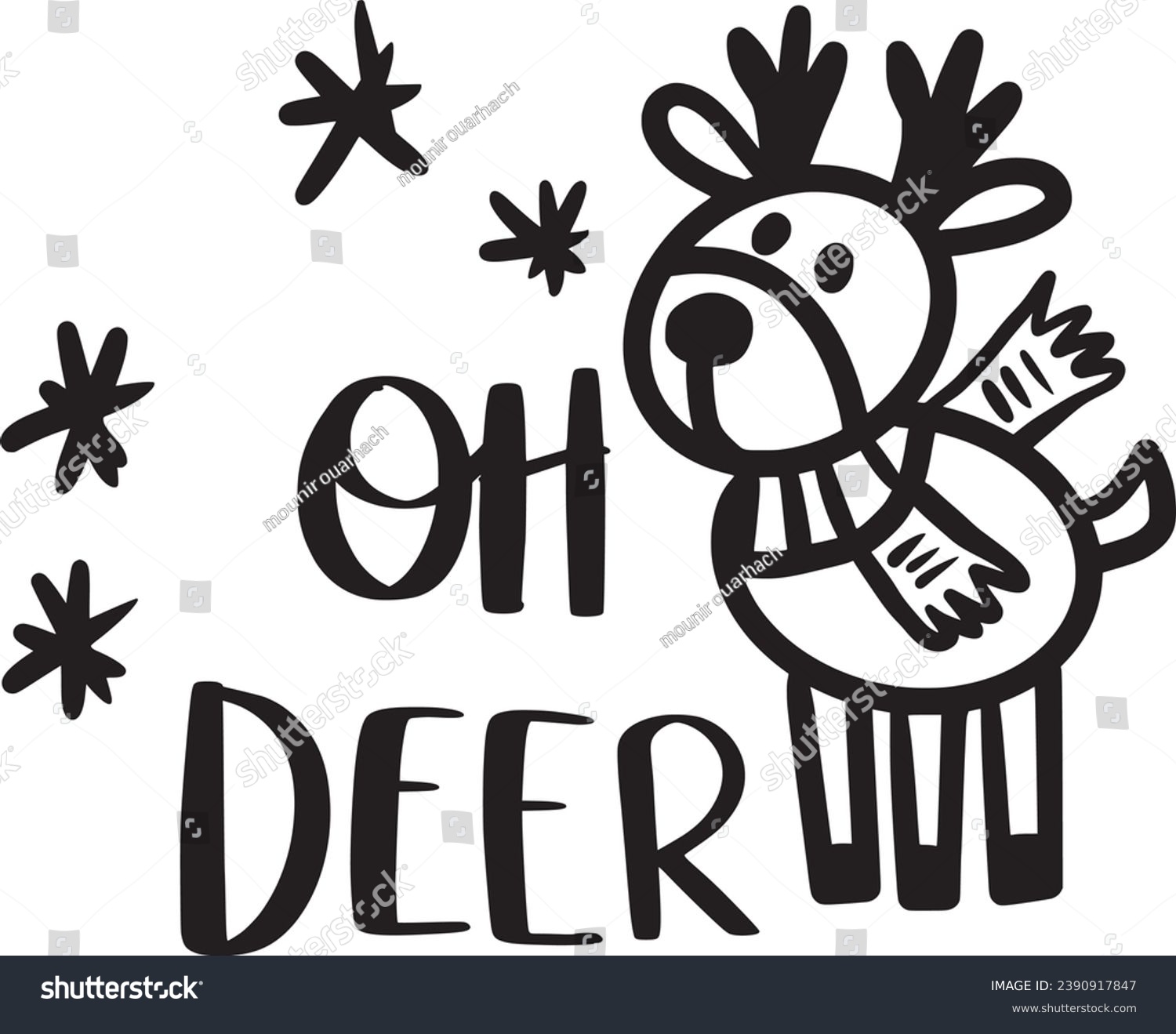 SVG of oh deer artwork , black and white design svg