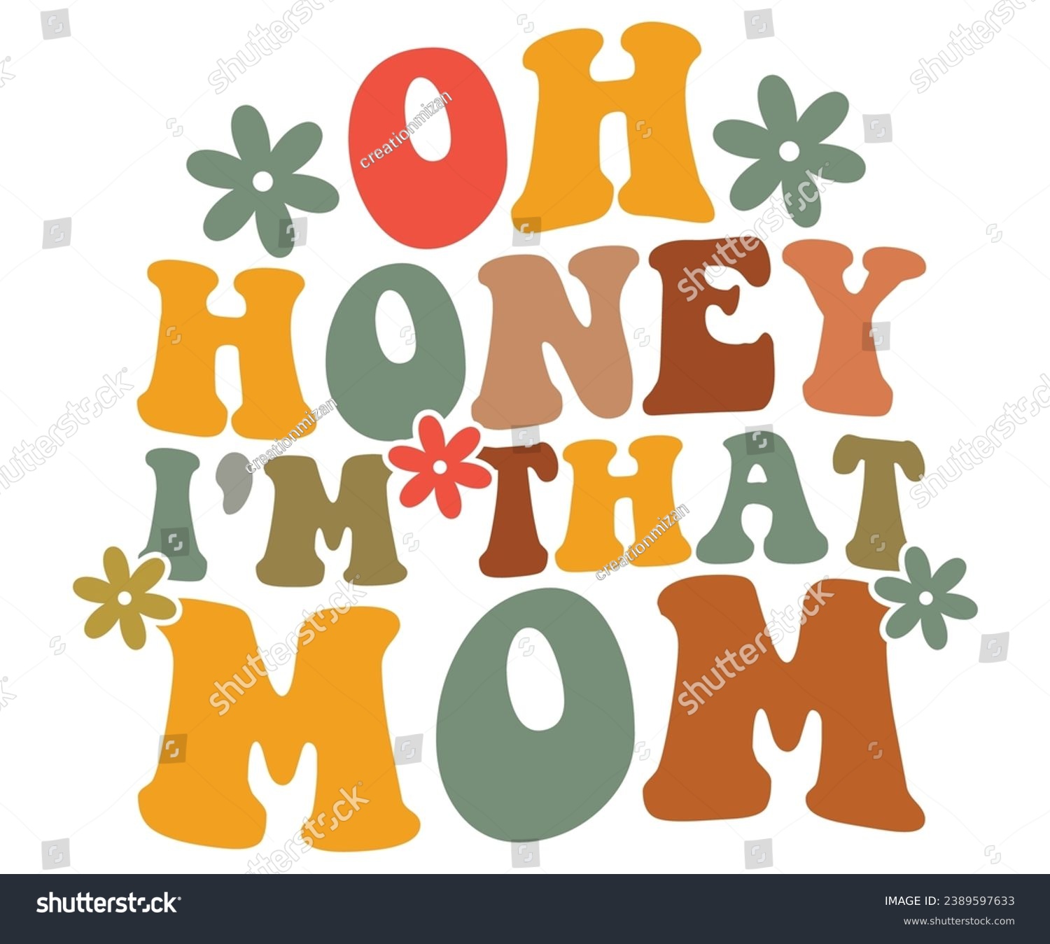SVG of Oh Honey I'm That Mom Svg,Mom Life,Mother's Day,Stacked Mama,Boho Mama,Mom Era,wavy stacked letters,Retro, Groovy,Girl Mom,Football Mom,Cool Mom,Cat Mom
 svg