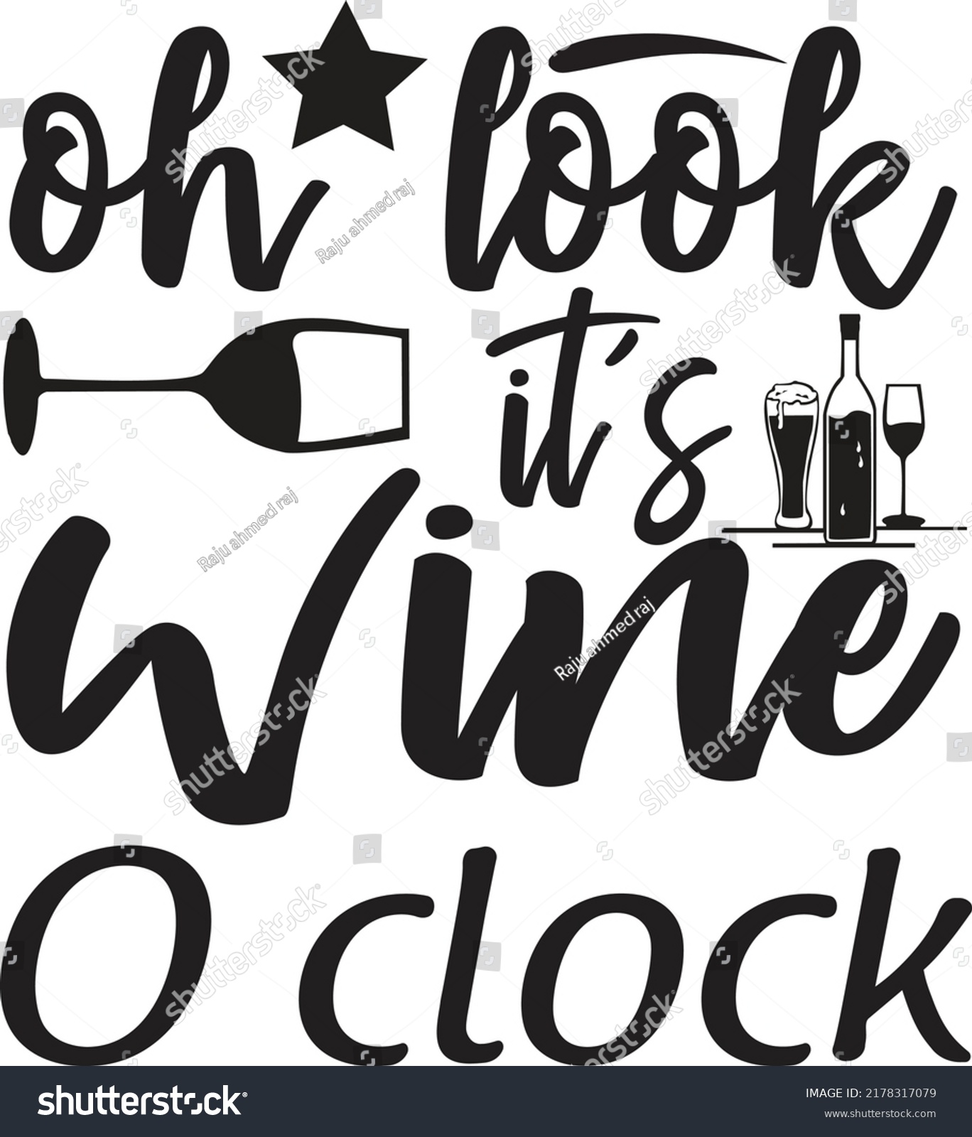 Oh Look Wine O Clock Svg Stock Vector (Royalty Free) 2178317079 ...