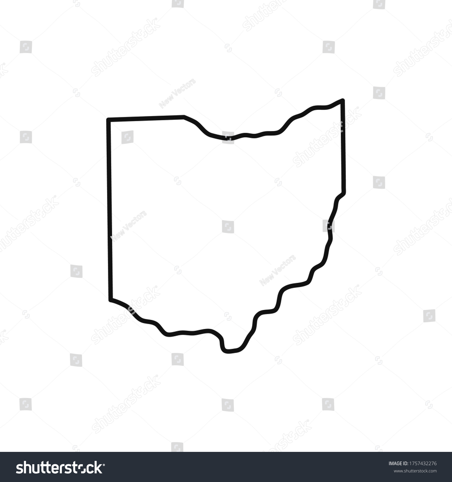 Ohio Map Black Outline State Usa Stock Vector (royalty Free) 1757432276 