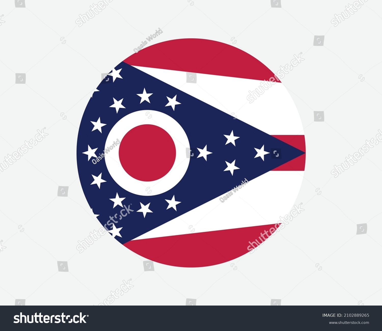 SVG of Ohio USA Round State Flag. OH, US Circle Flag. State of Ohio, United States of America Circular Shape Button Banner. EPS Vector Illustration. svg