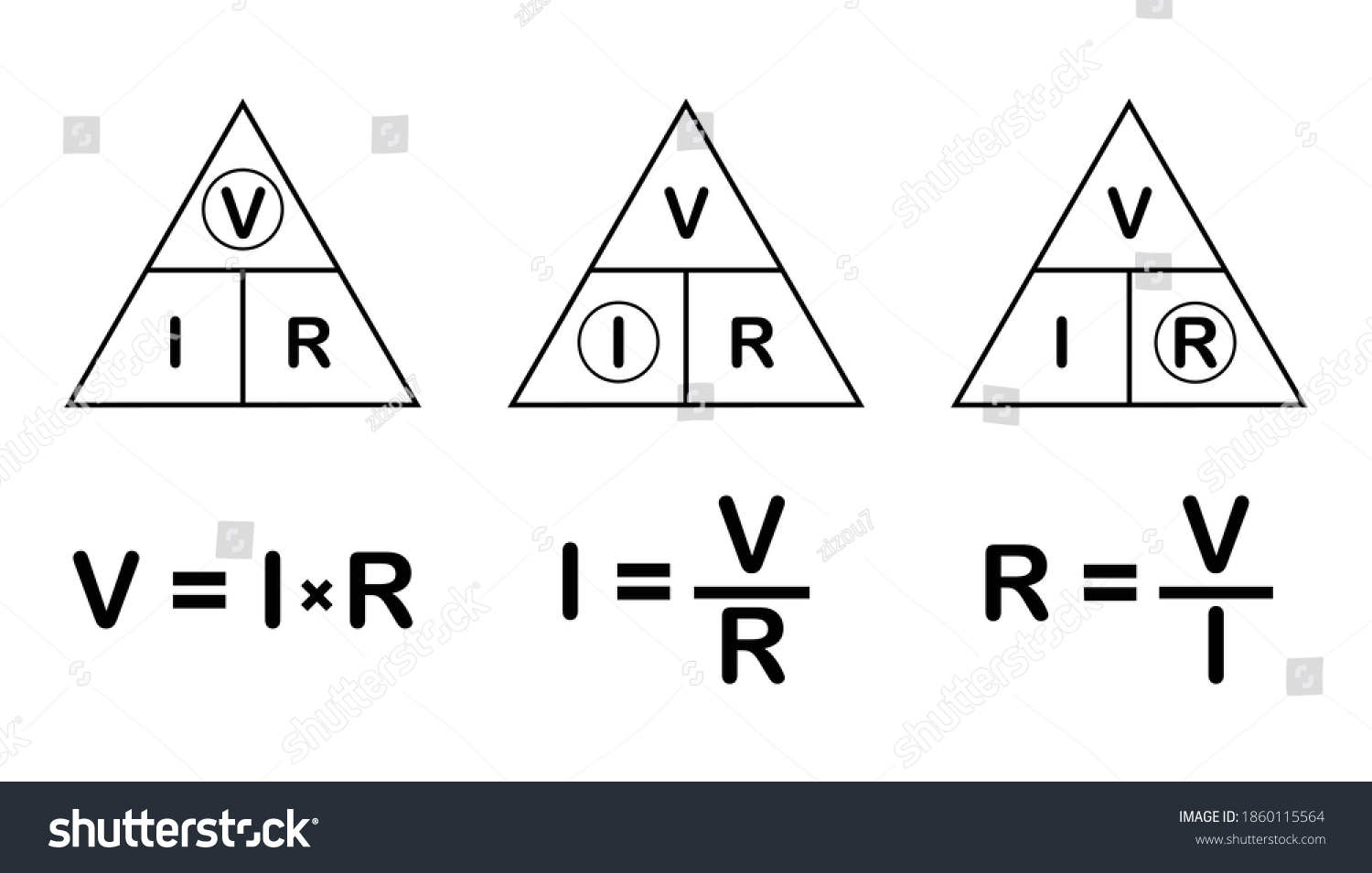 Ohms Law Triangle On White Background 库存矢量图(免版税)1860115564 | Shutterstock