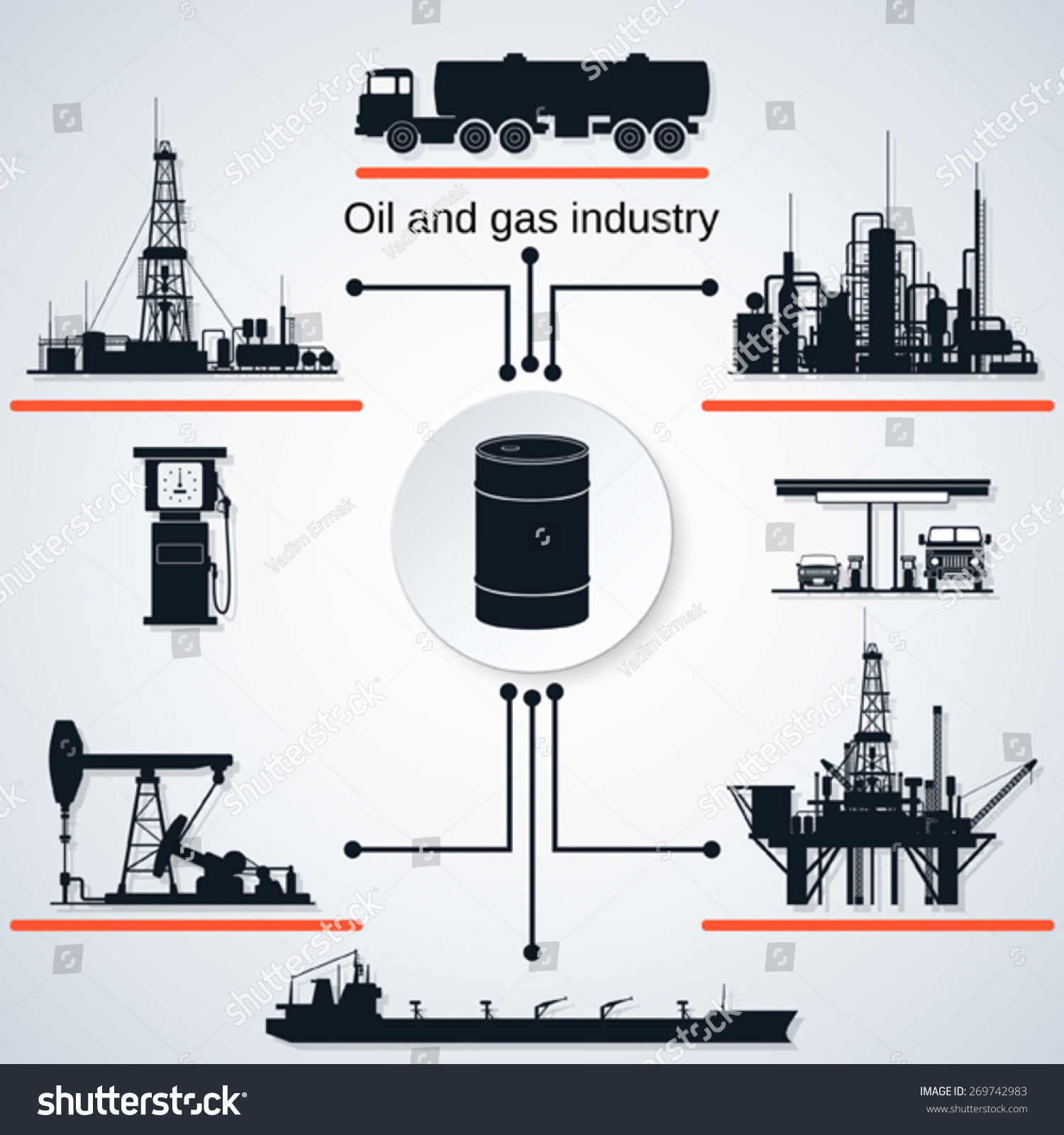 Oil Gas Industry Icons Extraction Transportation Stock Vector 269742983 ...