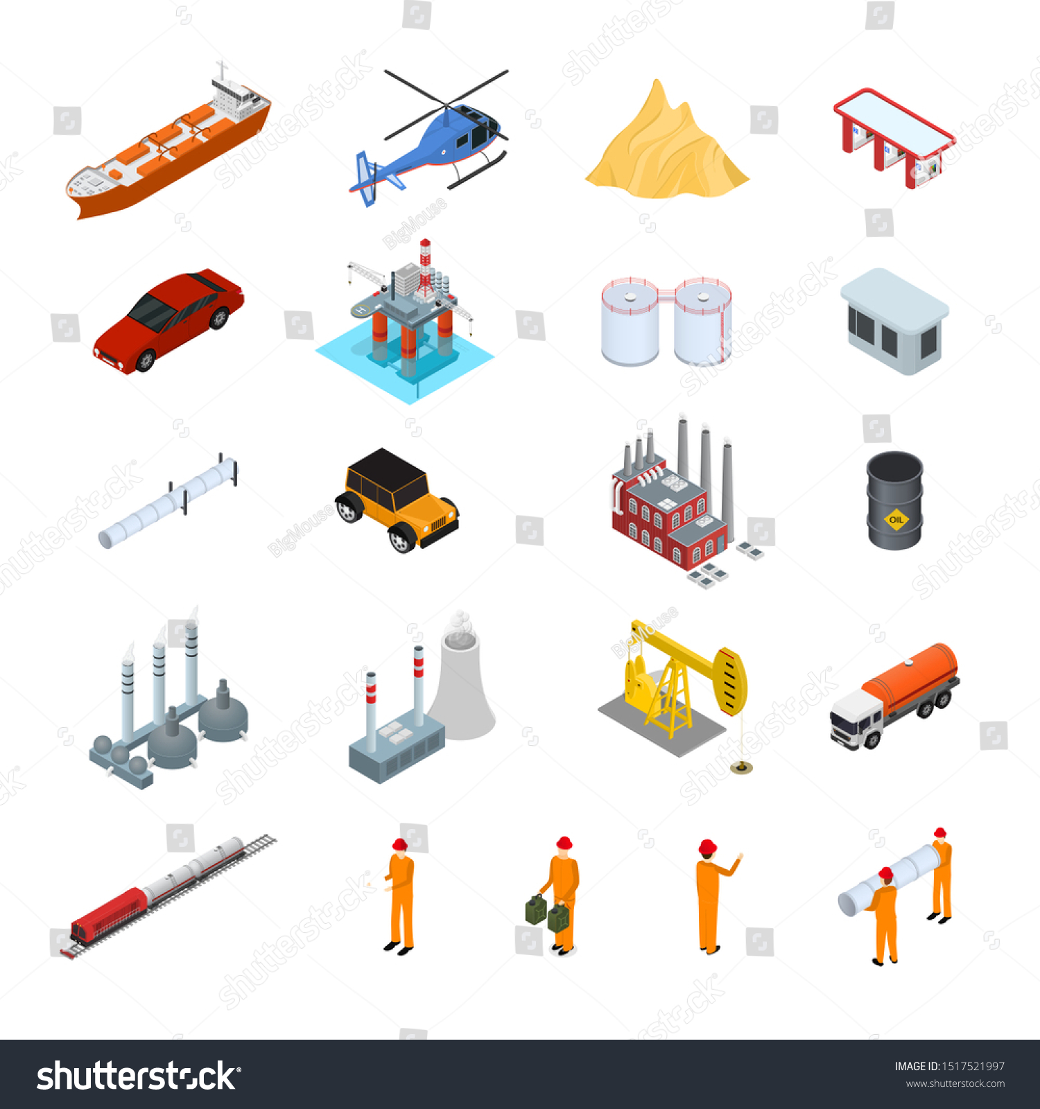 Oil Gas Industry Concept Icon Set Stock Vector (Royalty Free ...