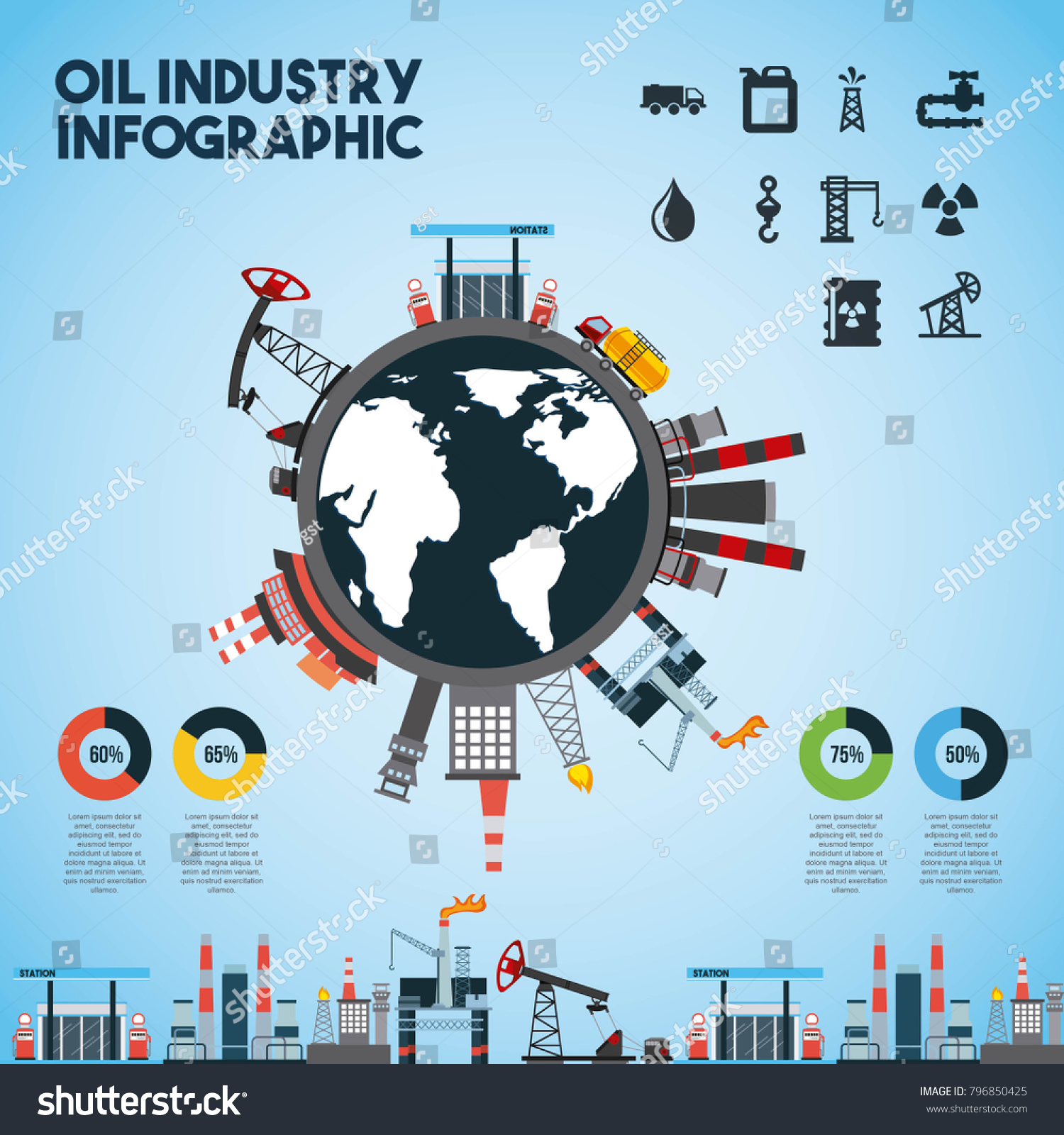 Oil Industry Infographic World Global Chart Stock Vector (Royalty Free ...