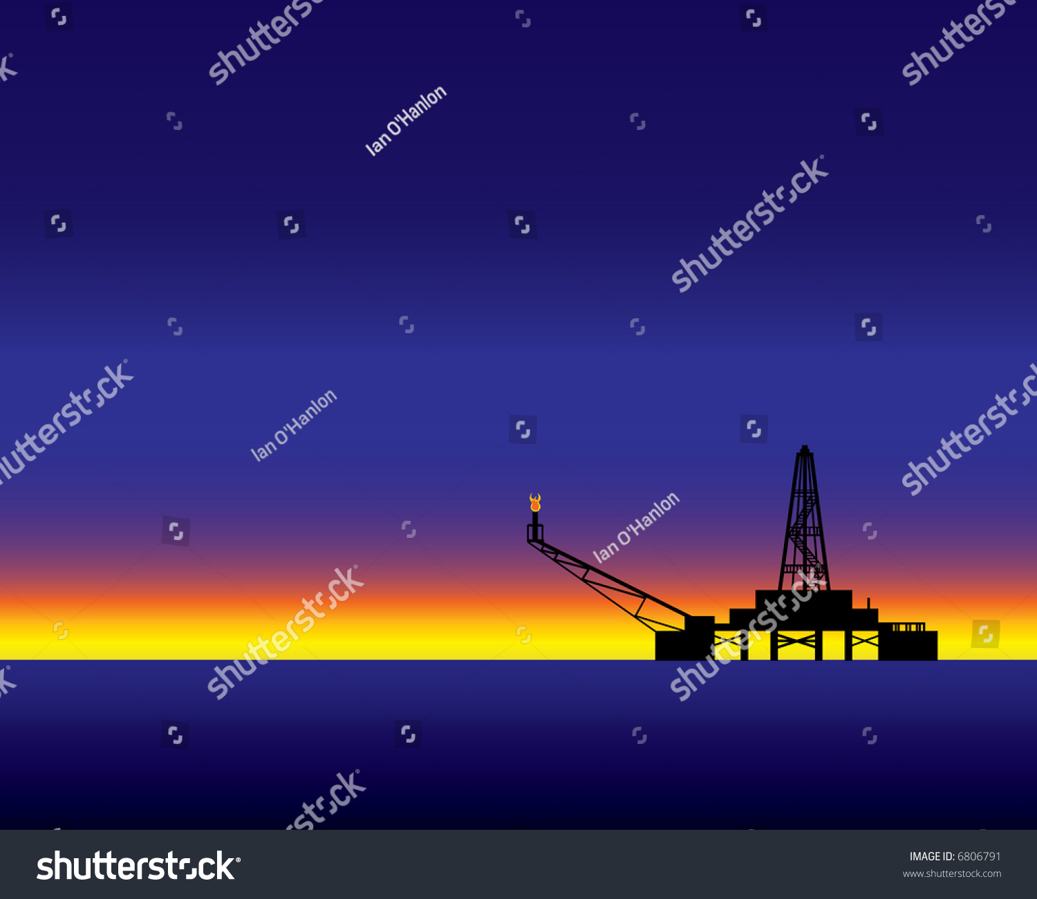 Oil Rig Sunset Illustration. - 6806791 : Shutterstock