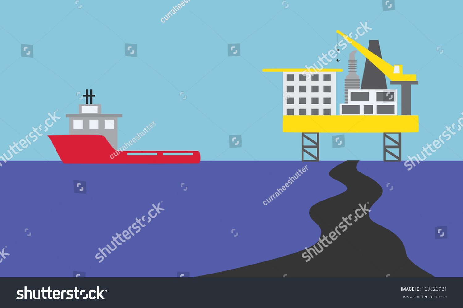 Oil Spills Into Sea Impact Nature Stock Vector (Royalty Free) 160826921 ...