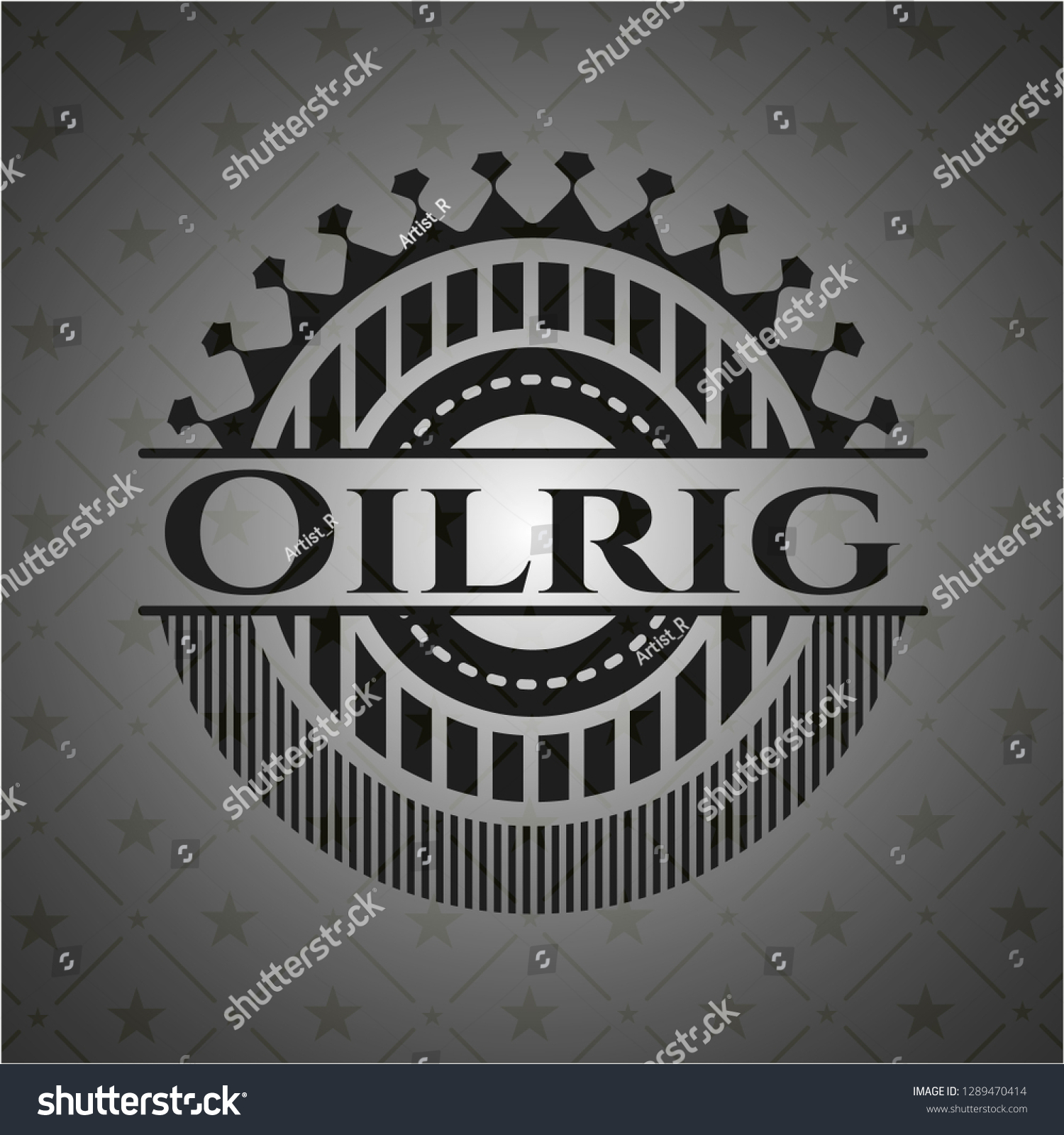 Oilrig Realistic Dark Emblem Stock Vector (Royalty Free) 1289470414