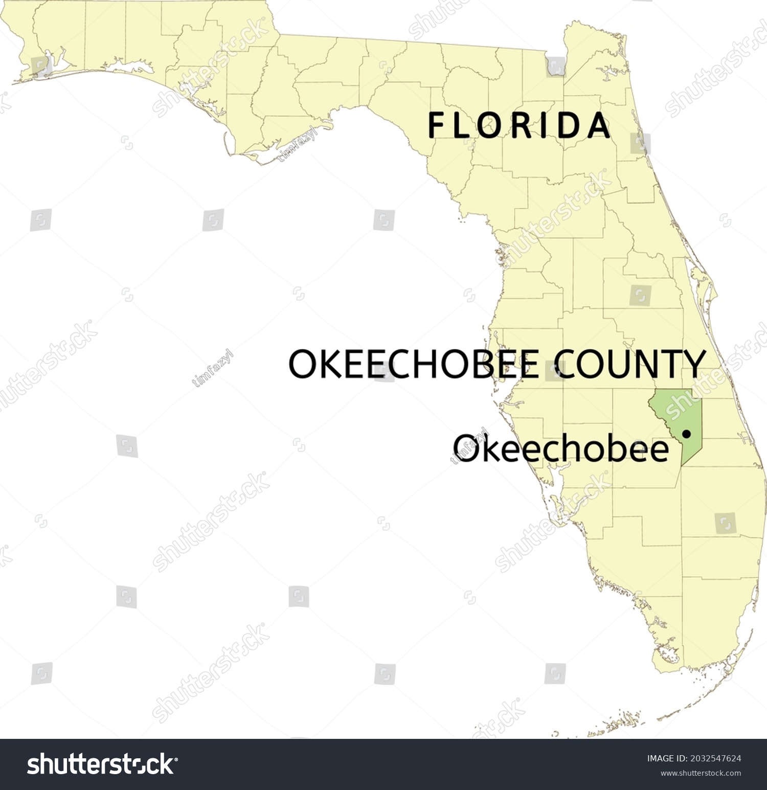 85 Okeechobee County Images Stock Photos Vectors Shutterstock   Stock Vector Okeechobee County And City Of Okeechobee Location On Florida Map 2032547624 