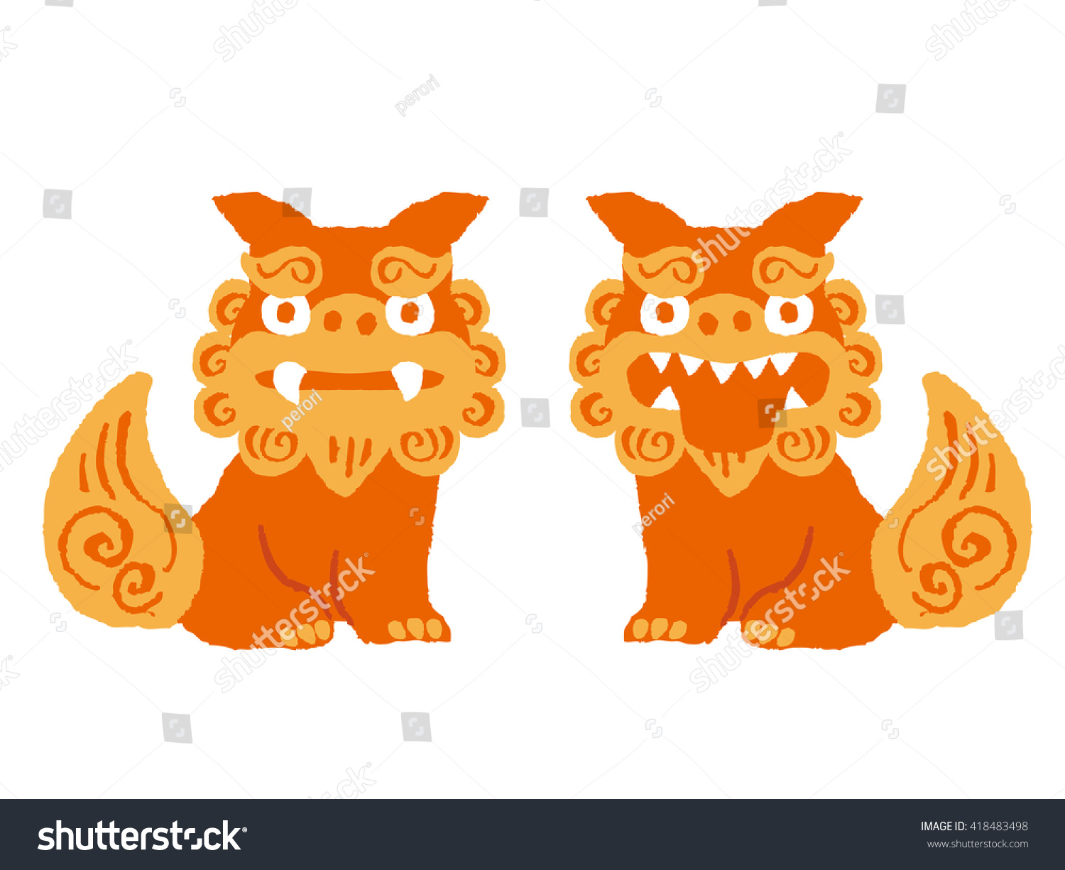 Okinawa Style Lion Shisa Statue Japan Stock Vector Royalty Free