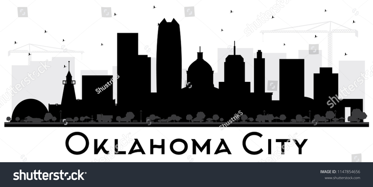 Oklahoma City Skyline Silhouette Black Buildings Stock Vector (Royalty ...