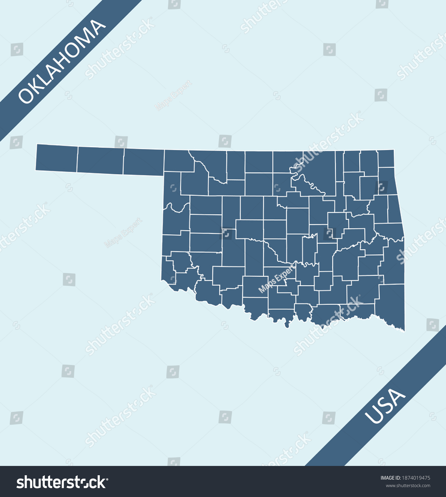 SVG of Oklahoma counties map vector outlines svg