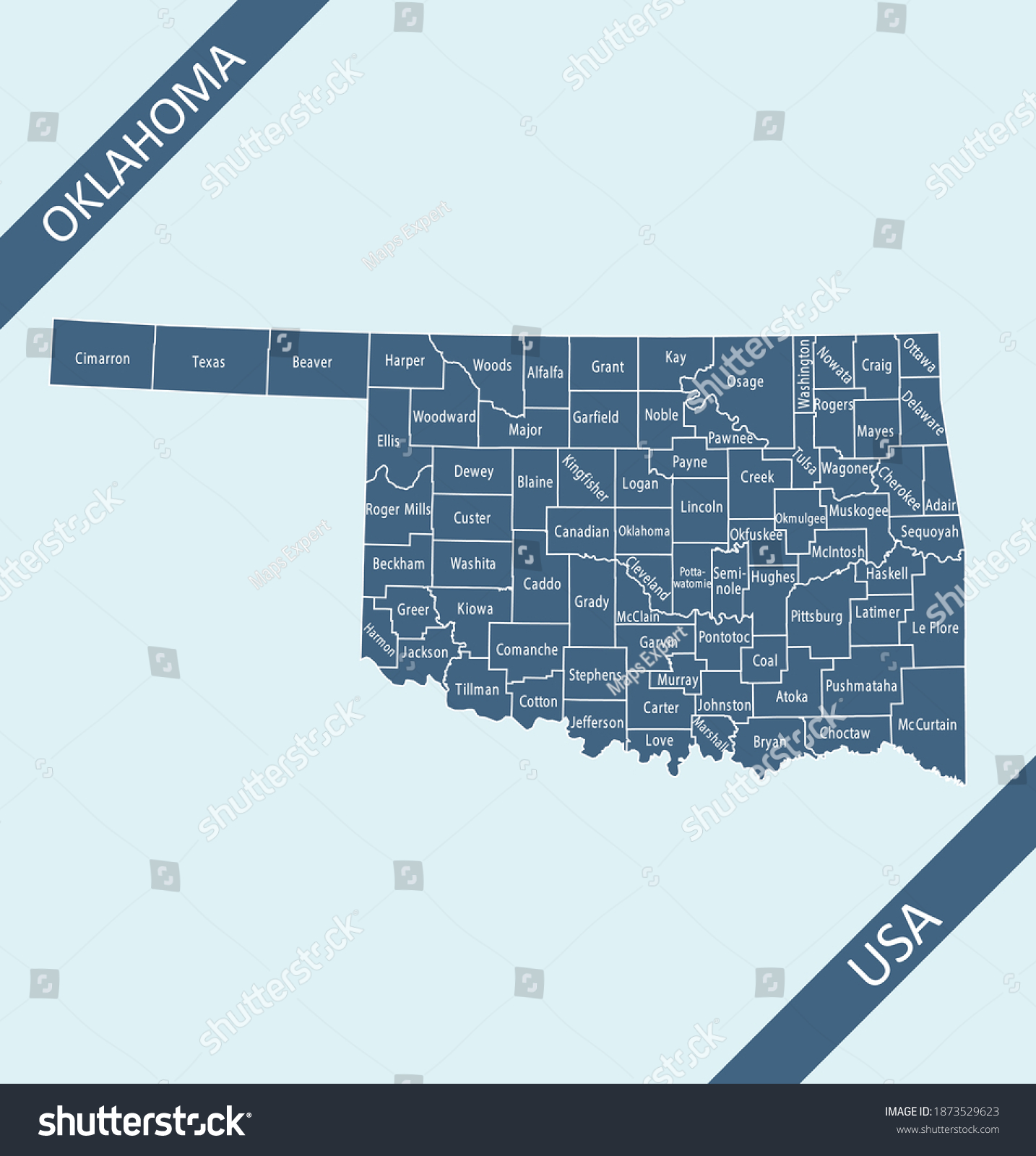 SVG of Oklahoma county map vector outlines svg