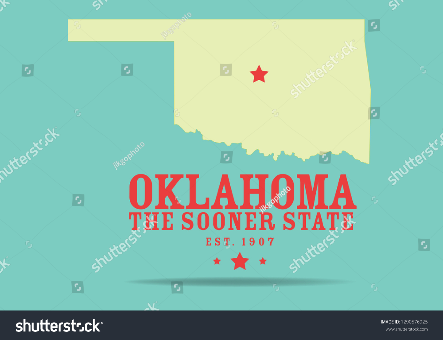 Oklahoma Map Nickname Sooner State Vector Stock Vector (Royalty Free
