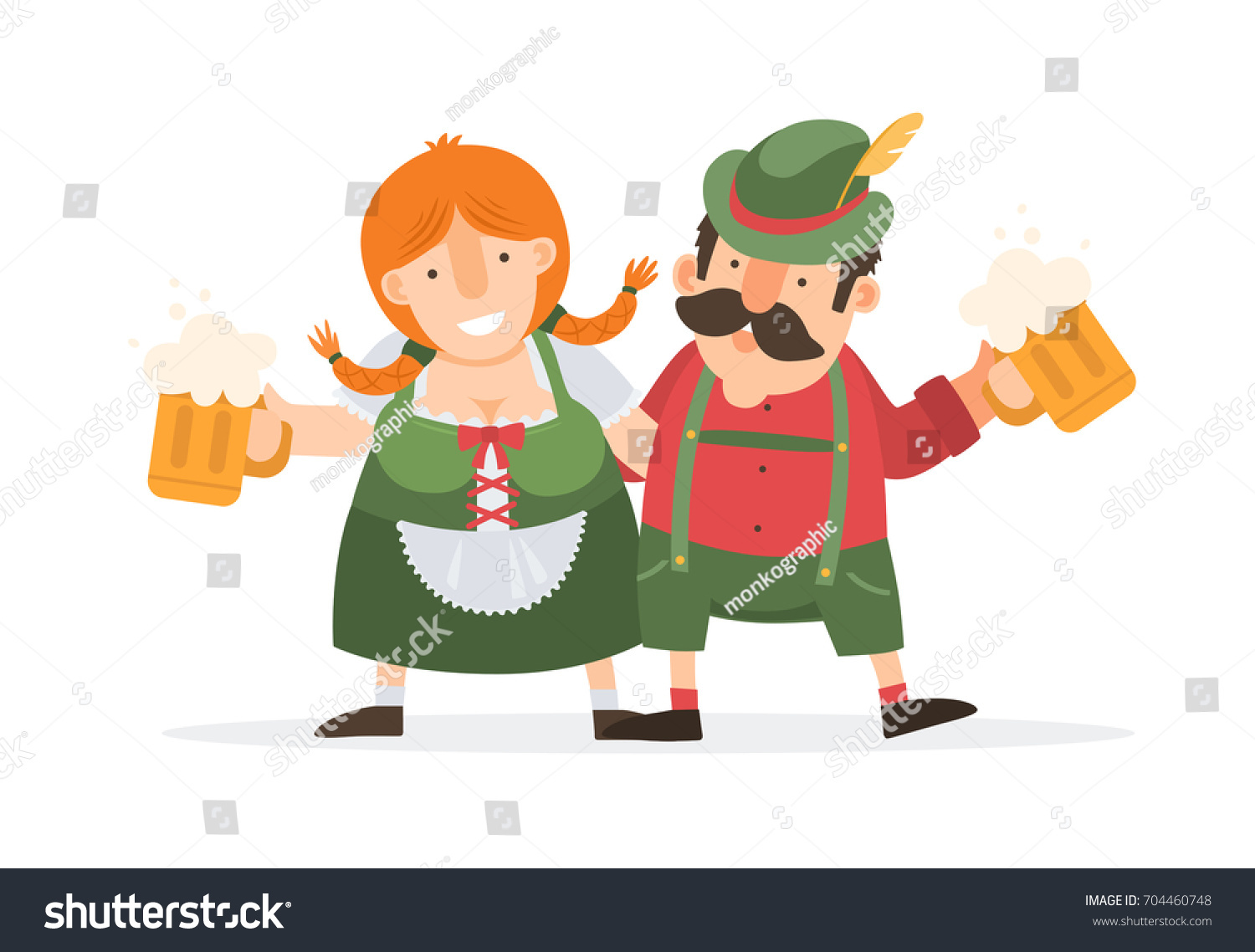 Oktoberfest Funny Cartoon Man Women Traditional Stock Vector (Royalty ...