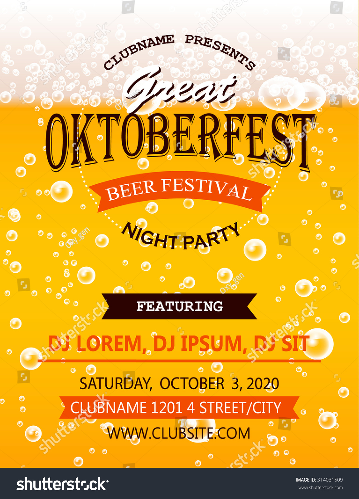 Oktoberfest Night Party Flyer Design Template Stock Vector Royalty Free