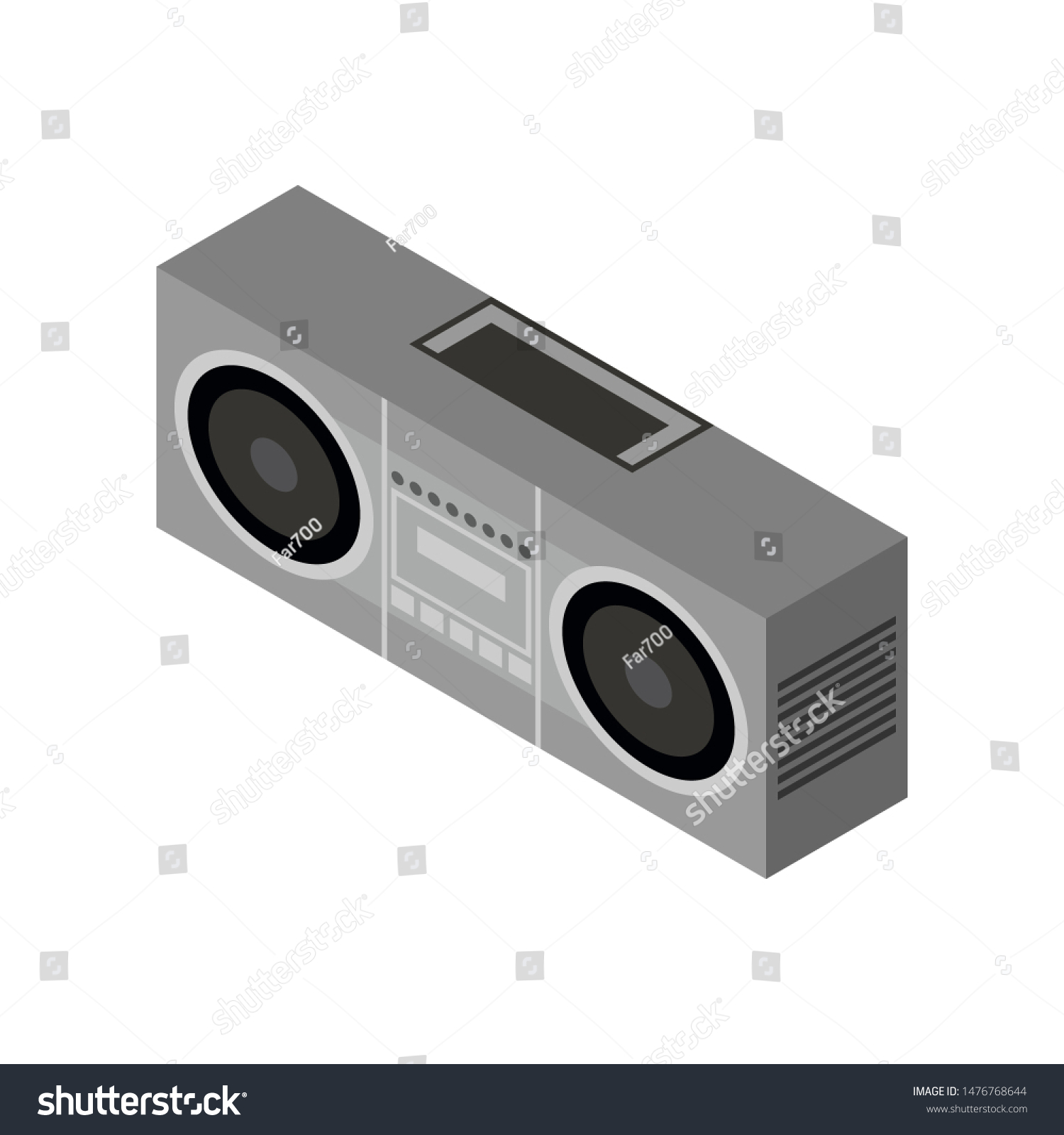 Old Cassette Recorder Vector Drawing Isolated Stock Vector (Royalty