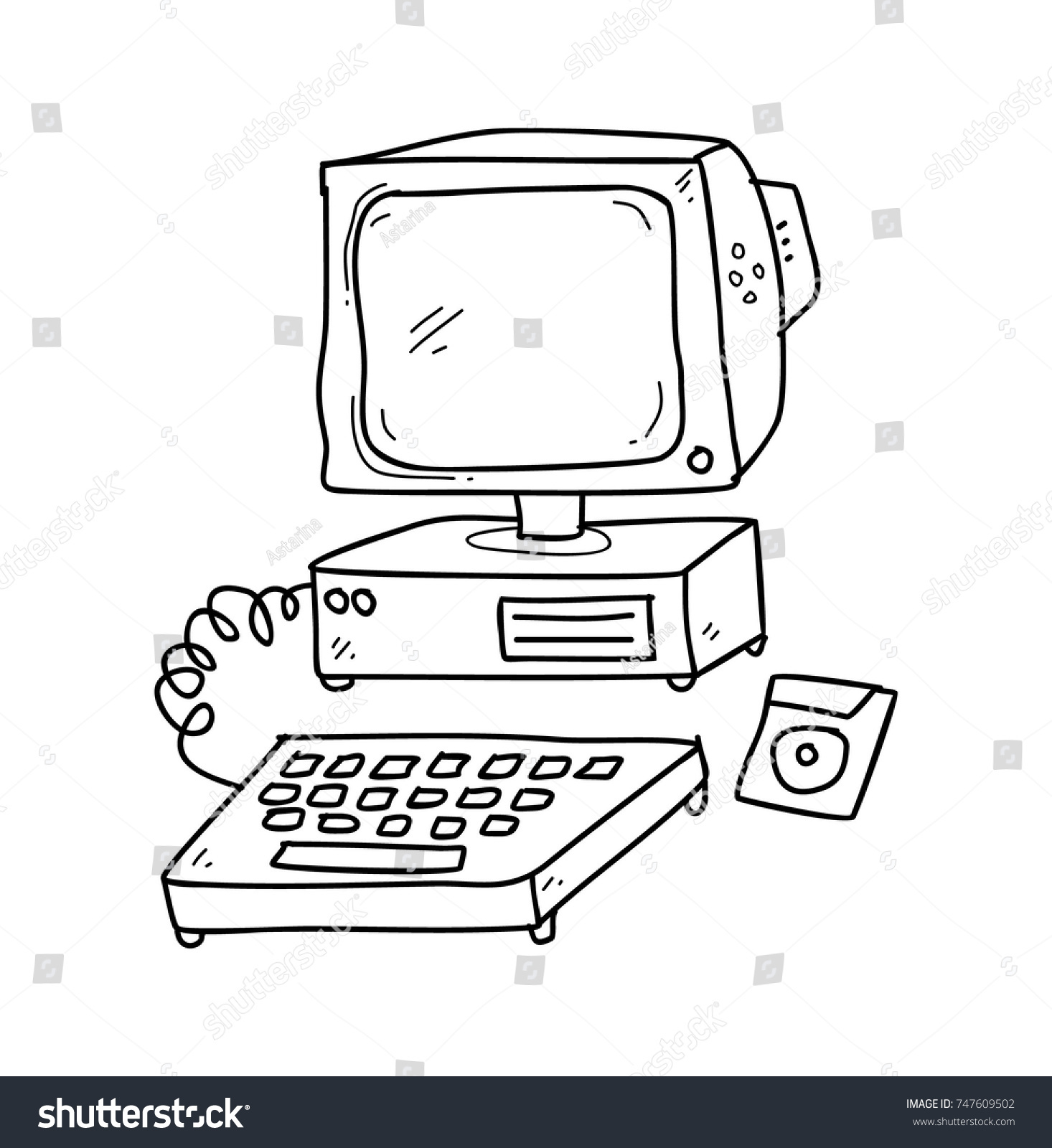 Old Computer Doodle Stock Vector (Royalty Free) 747609502 | Shutterstock