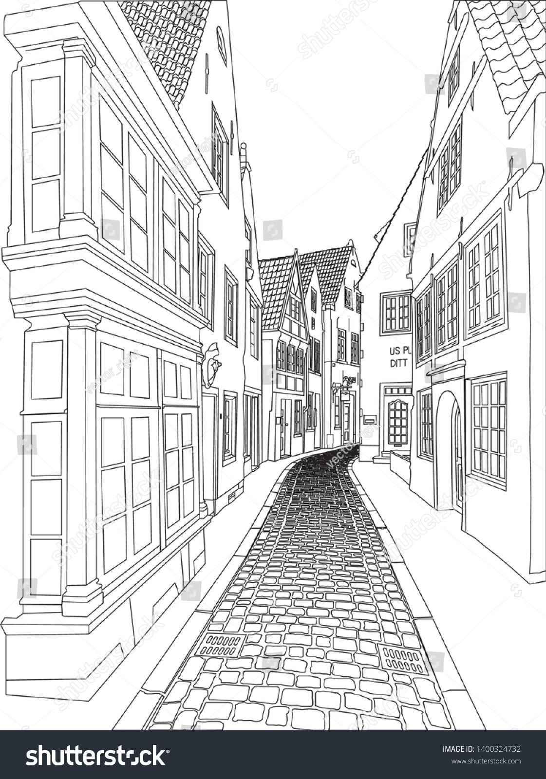 Old Fashion Alleyway Illustration Vector Stock Vector Royalty Free