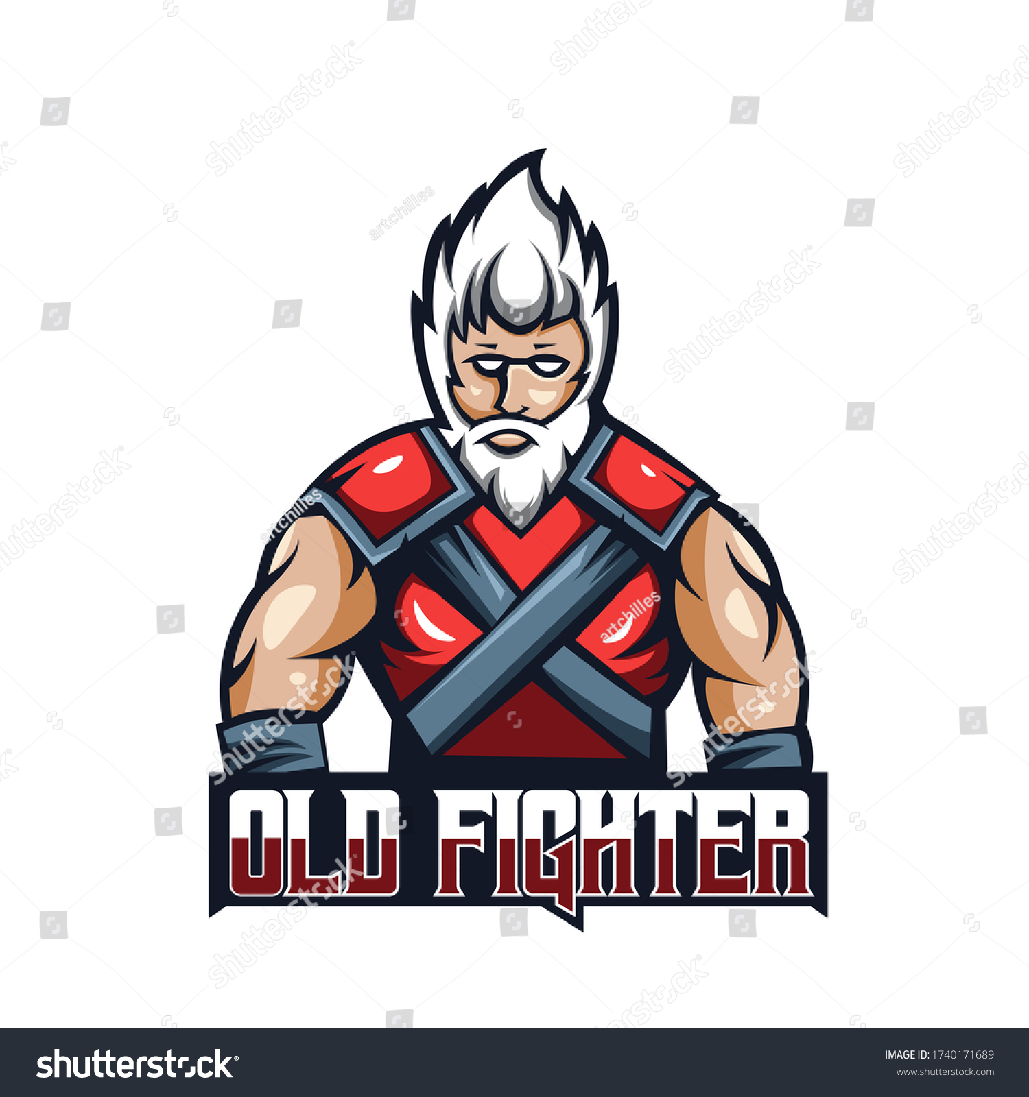 Old Fighter Mascot Logo Design Vector Stock Vector (Royalty Free ...