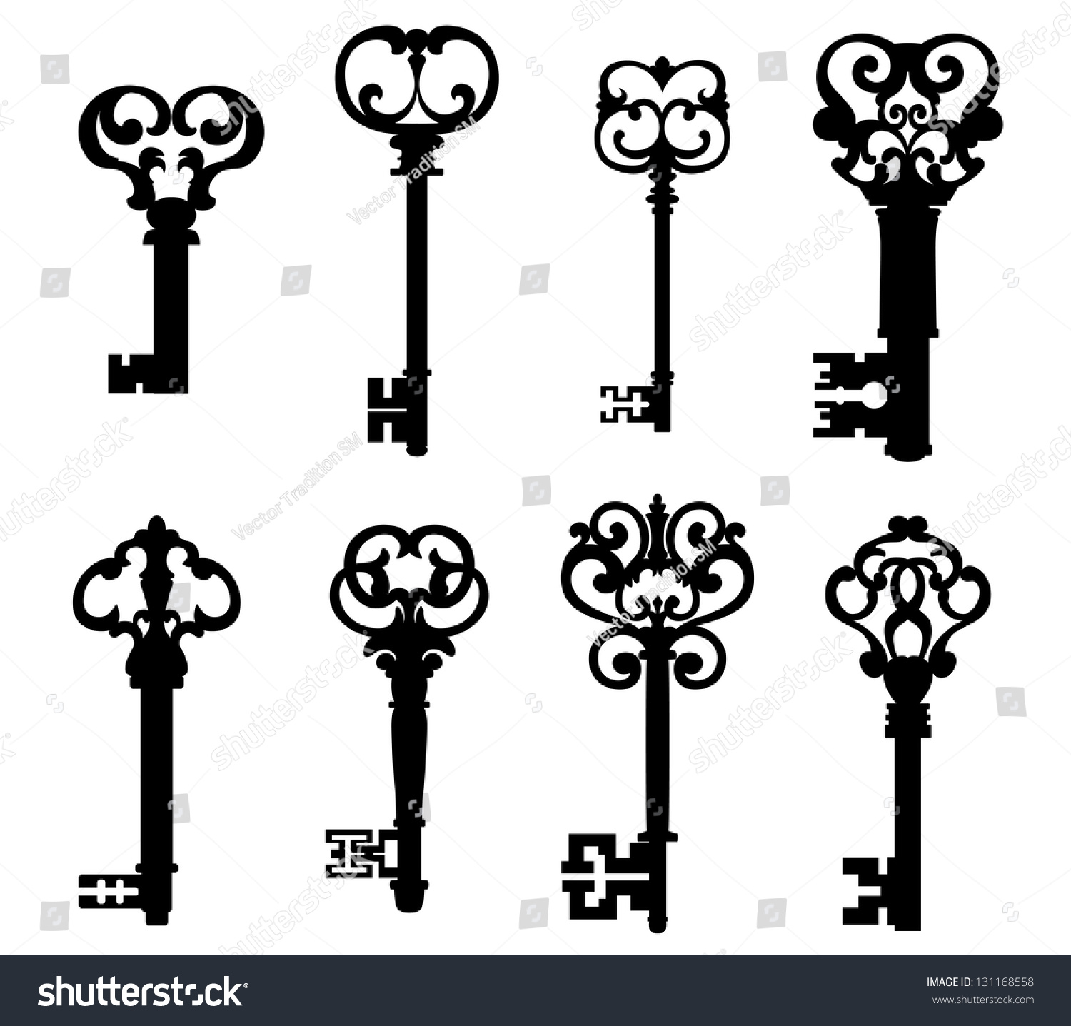 Old Keys Set Decorative Elements Retro Stock Vector 131168558 ...