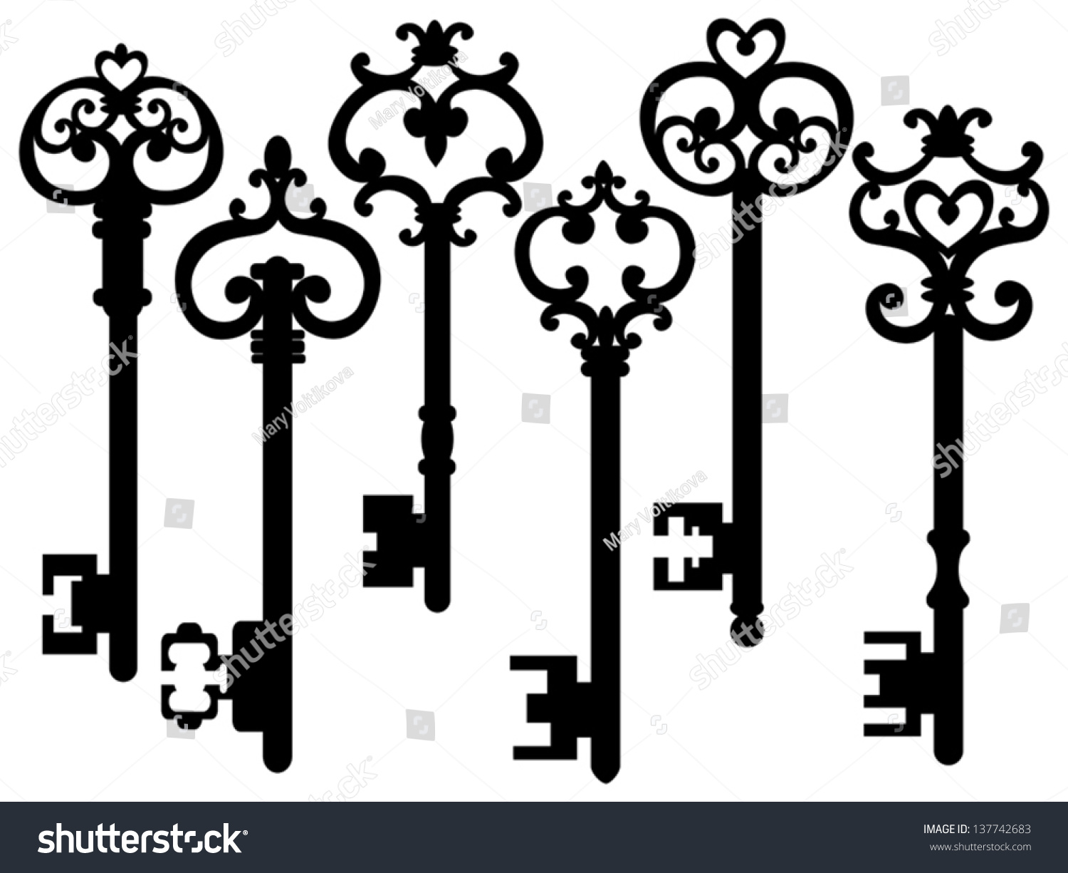 Old Keys Silhouettes Set Vector Version Stock Vector 137742683 ...