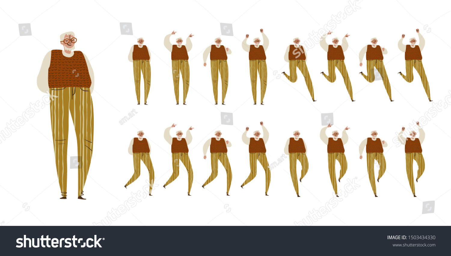 Old Man Dances Big Set Characters Stock Vector Royalty Free Shutterstock