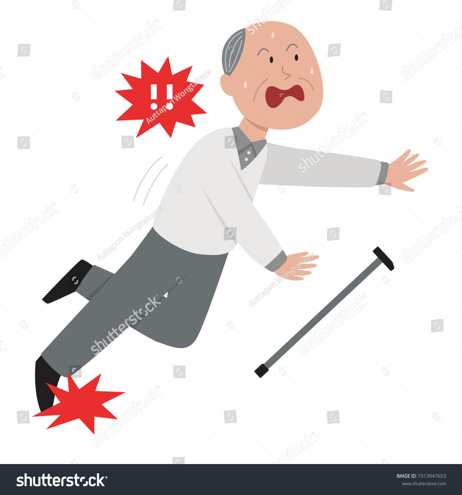 Old Man Falling Accident Character Design Stock Vector (Royalty Free ...