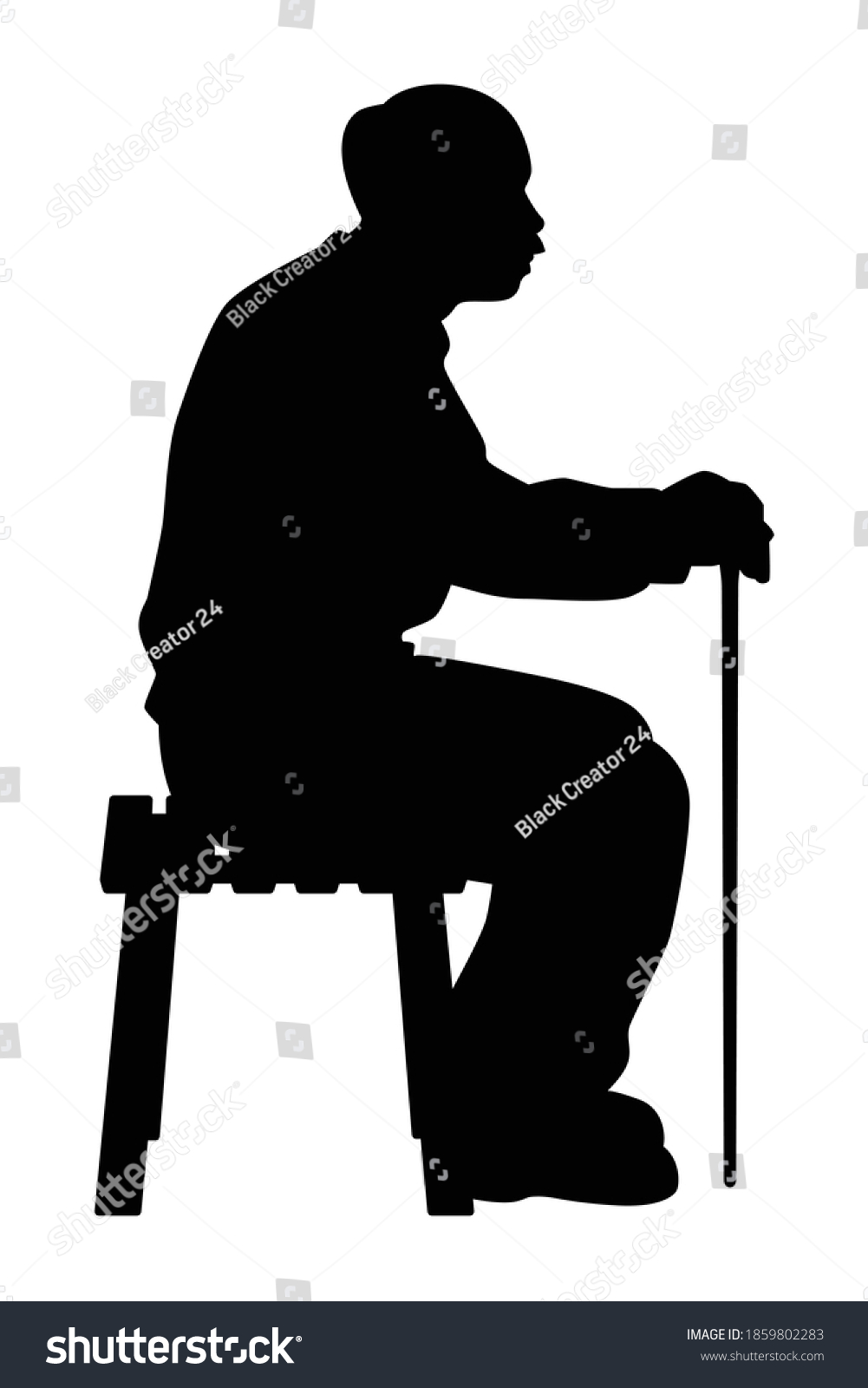 Old Man Silhouette Vector On White Stock Vector (Royalty Free ...