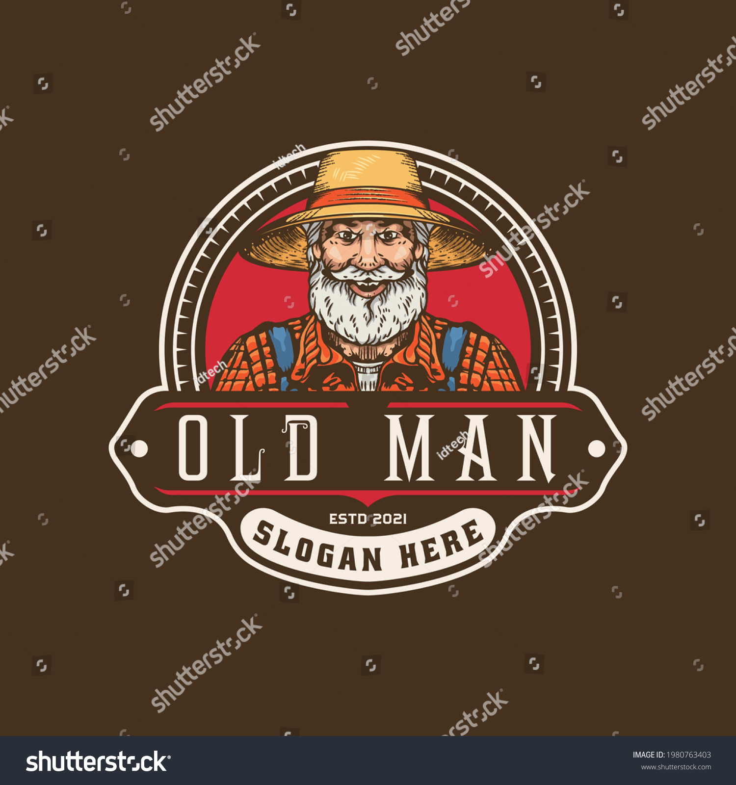 Old Man Vintage Logo Suitable T Stock Vector (Royalty Free) 1980763403 ...