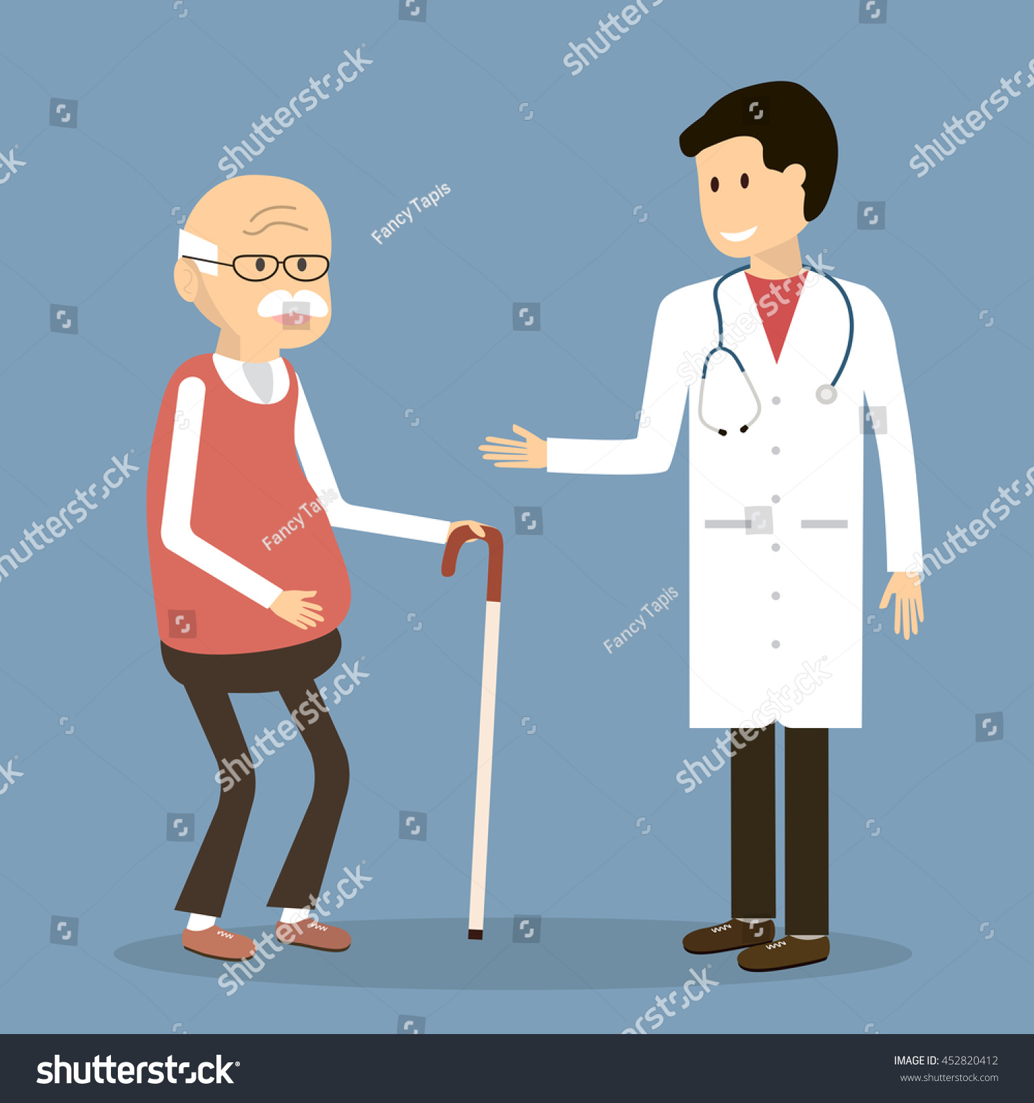 Old Man Visit A Family Doctor. Vector Illustration Flat Design. Doctor ...