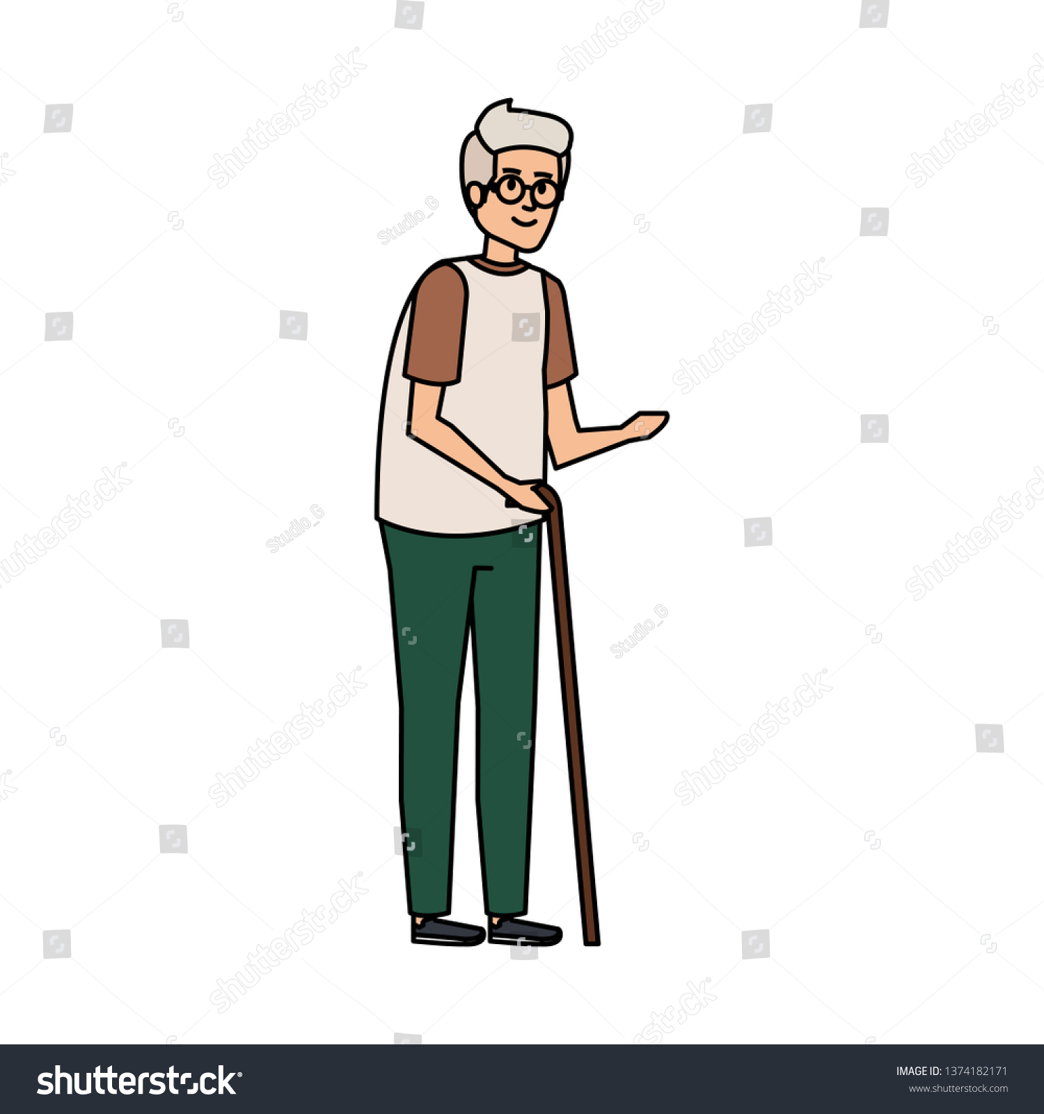 Old Man Cane Character Stock Vector (Royalty Free) 1374182171 ...