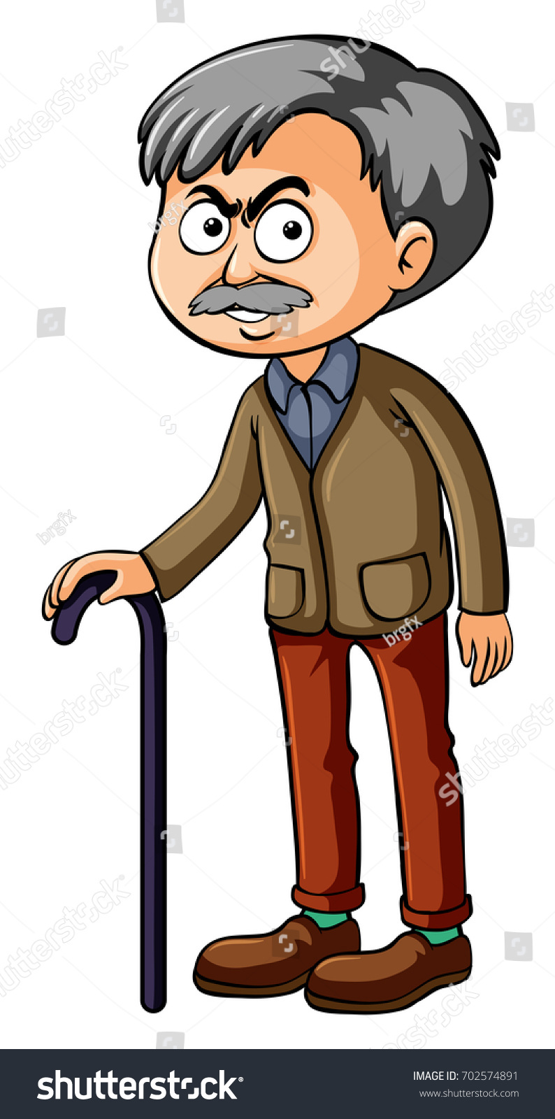 Old Man Walking Stick Illustration Stock Vector (Royalty Free ...