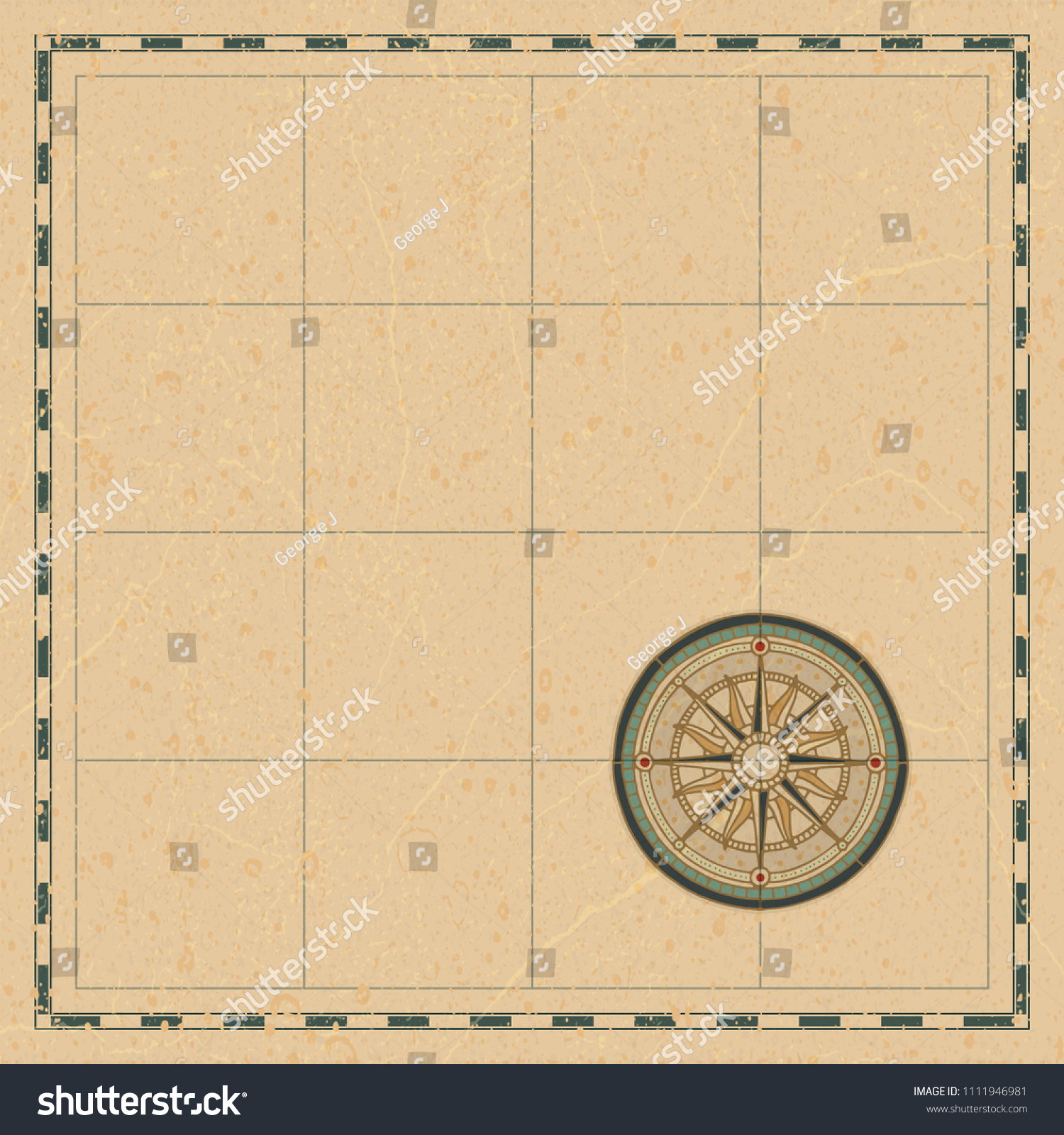 Old Map Wind Rose Compass Vintage Stock Vector (Royalty Free Within Blank Pirate Map Template