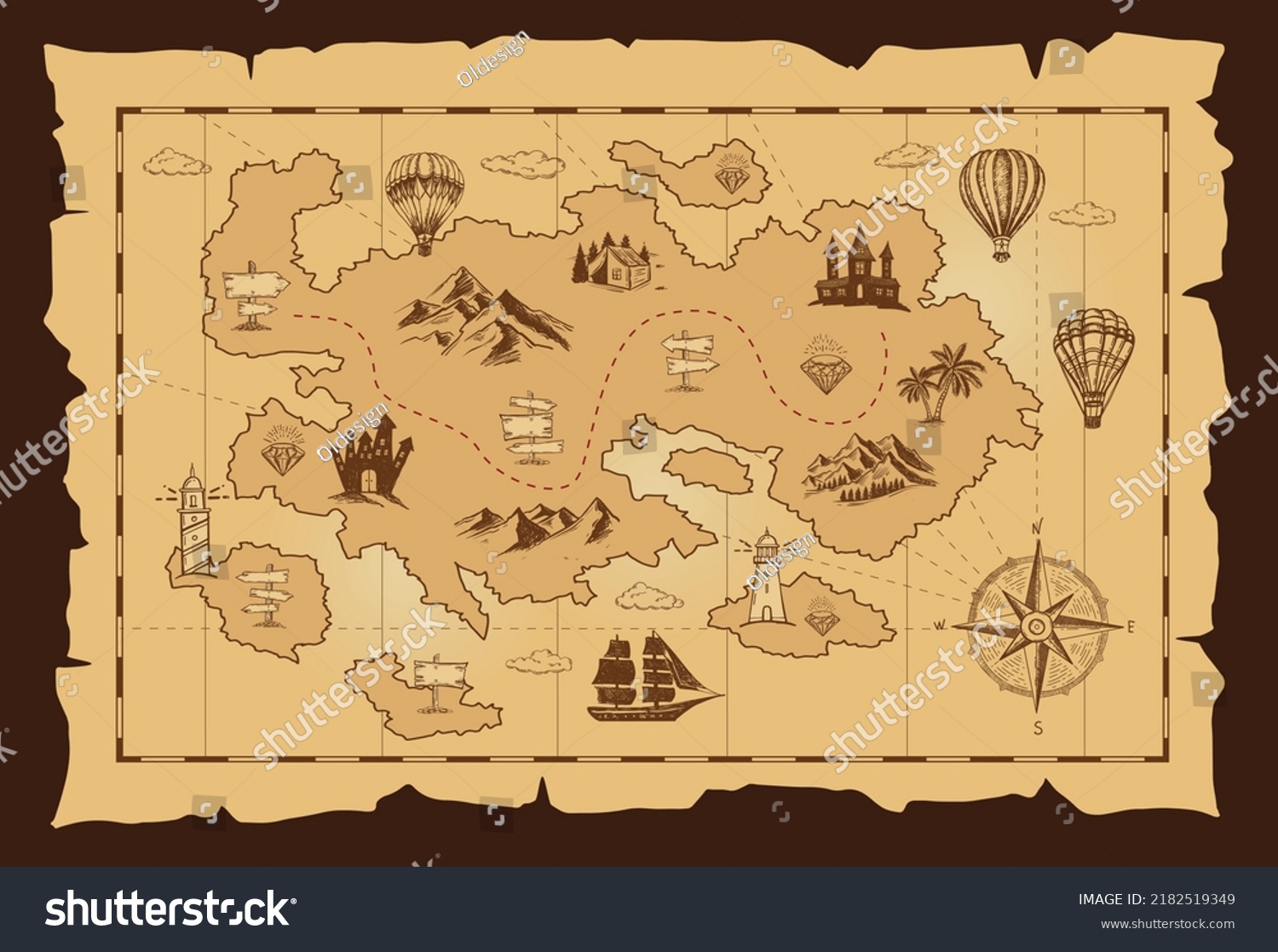 SVG of Old pirate map, vector sketch. Hand drawn illustrations, vector. svg